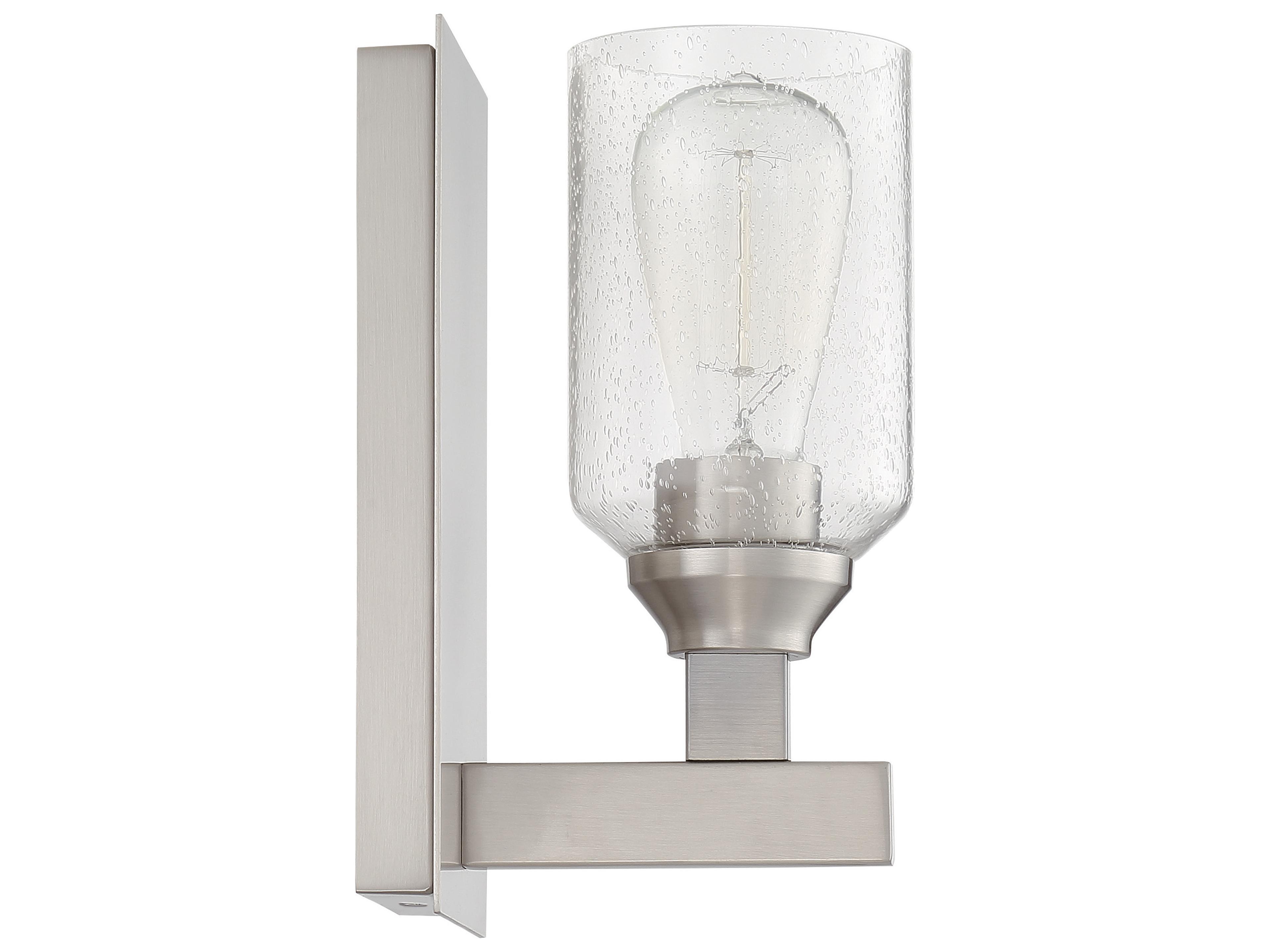Craftmade Chicago 1-Light Brushed Polished Nickel Glass Vanity Light