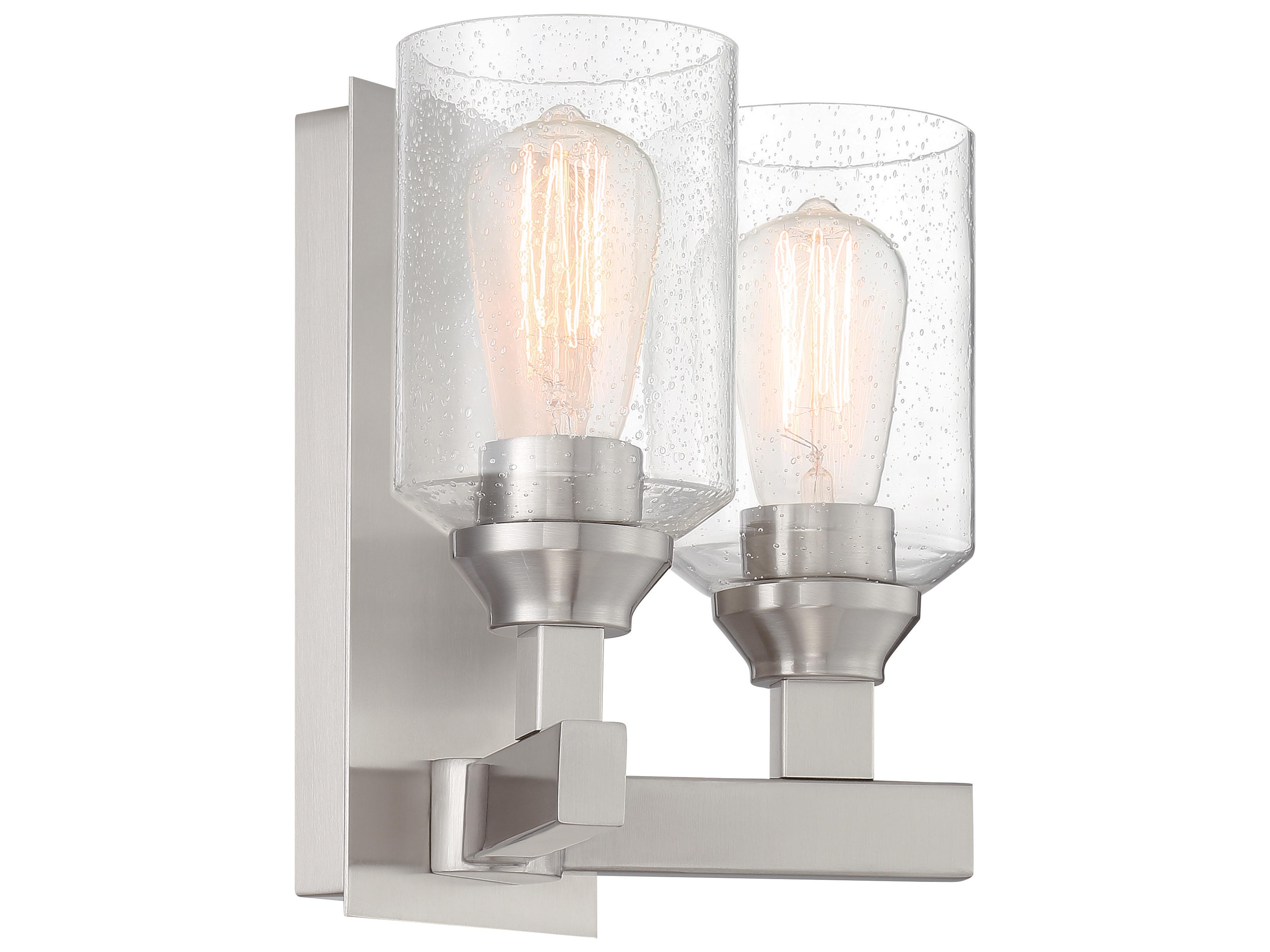 Chicago 2-Light Brushed Polished Nickel Glass Vanity Light