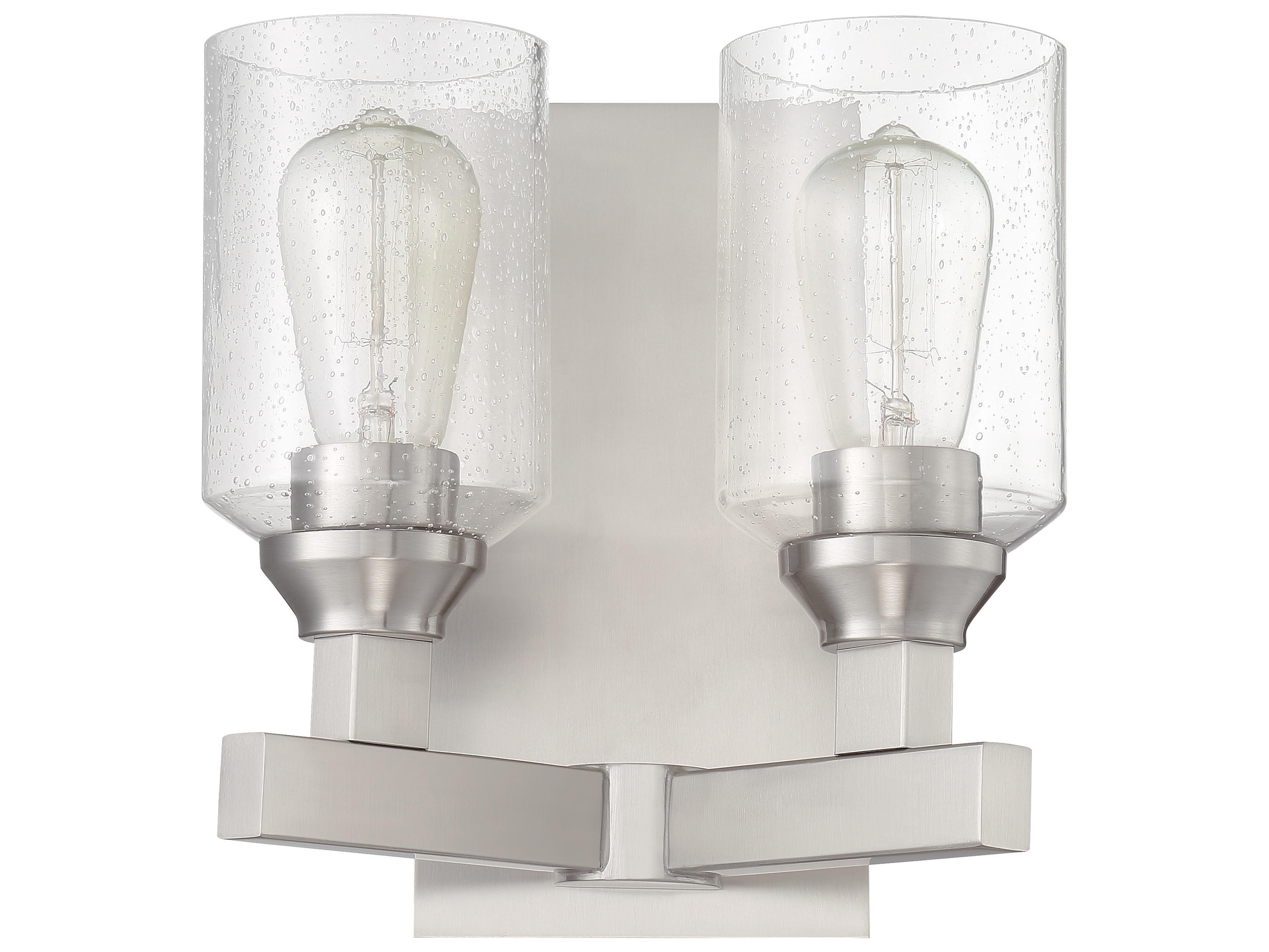 Craftmade Chicago 2-Light Brushed Polished Nickel Glass Vanity Light