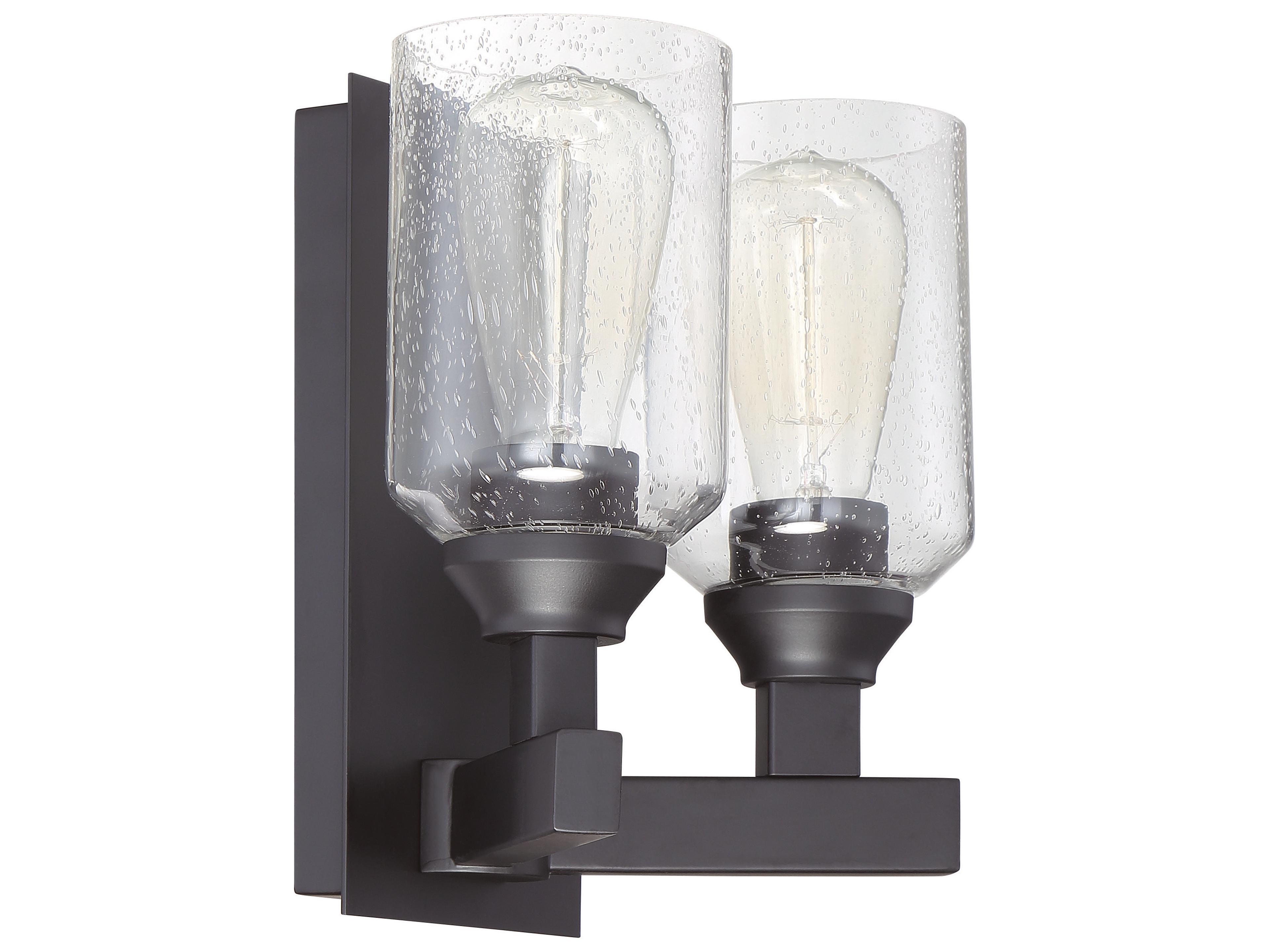 Craftmade Chicago 2-Light Flat Black Glass Vanity Light