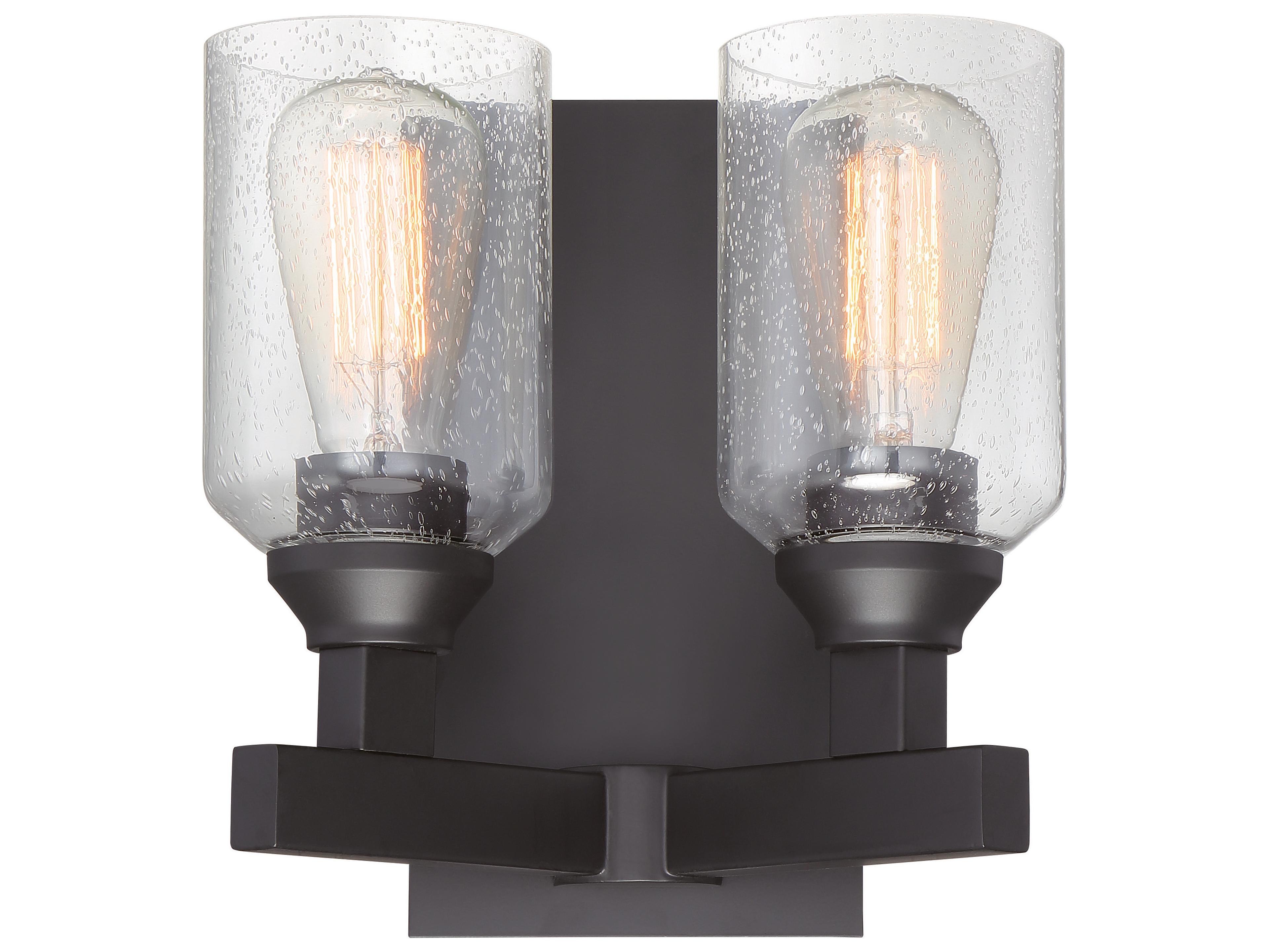 Craftmade Chicago 2-Light Flat Black Glass Vanity Light