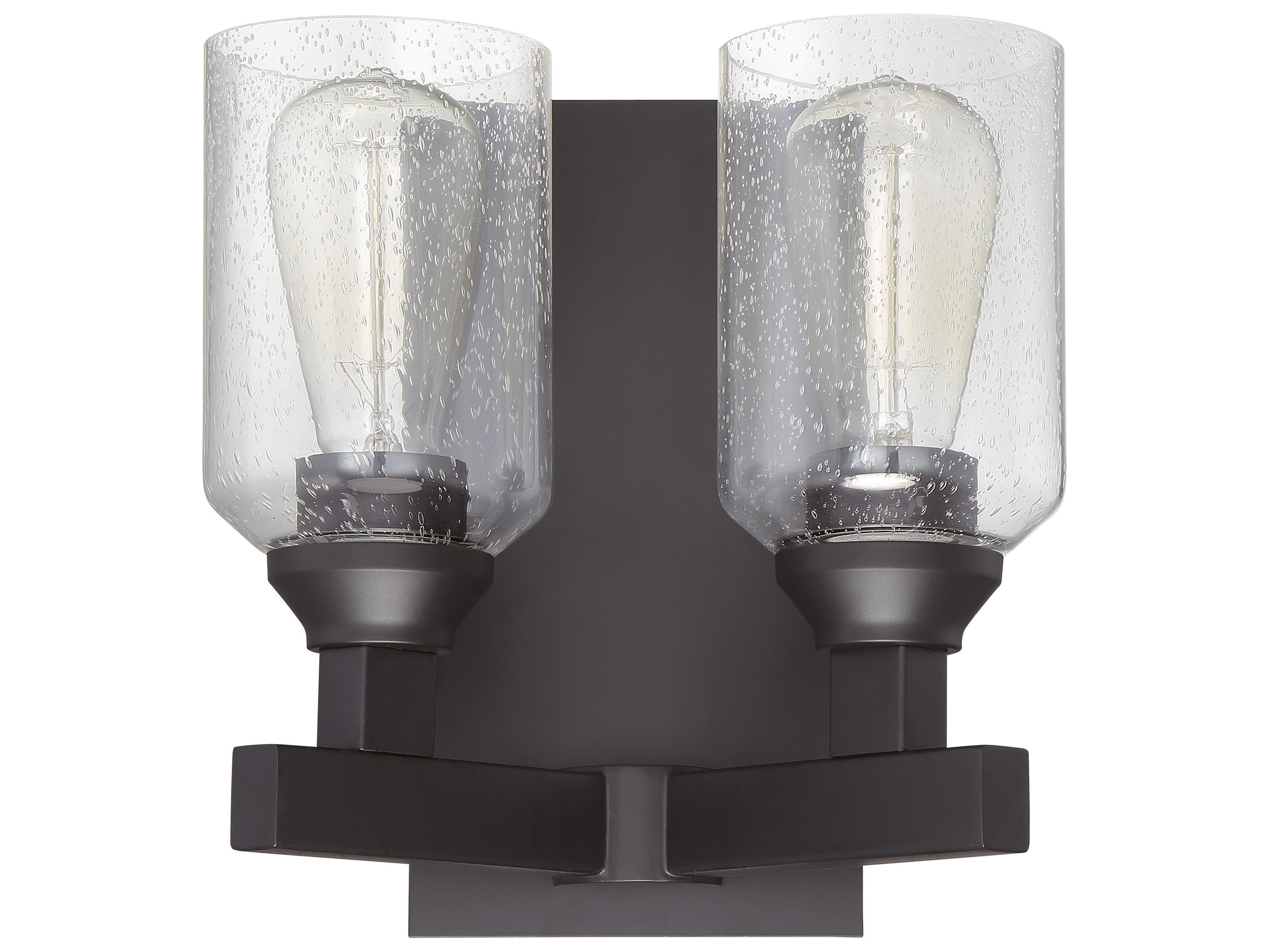 Craftmade Chicago 2-Light Flat Black Glass Vanity Light