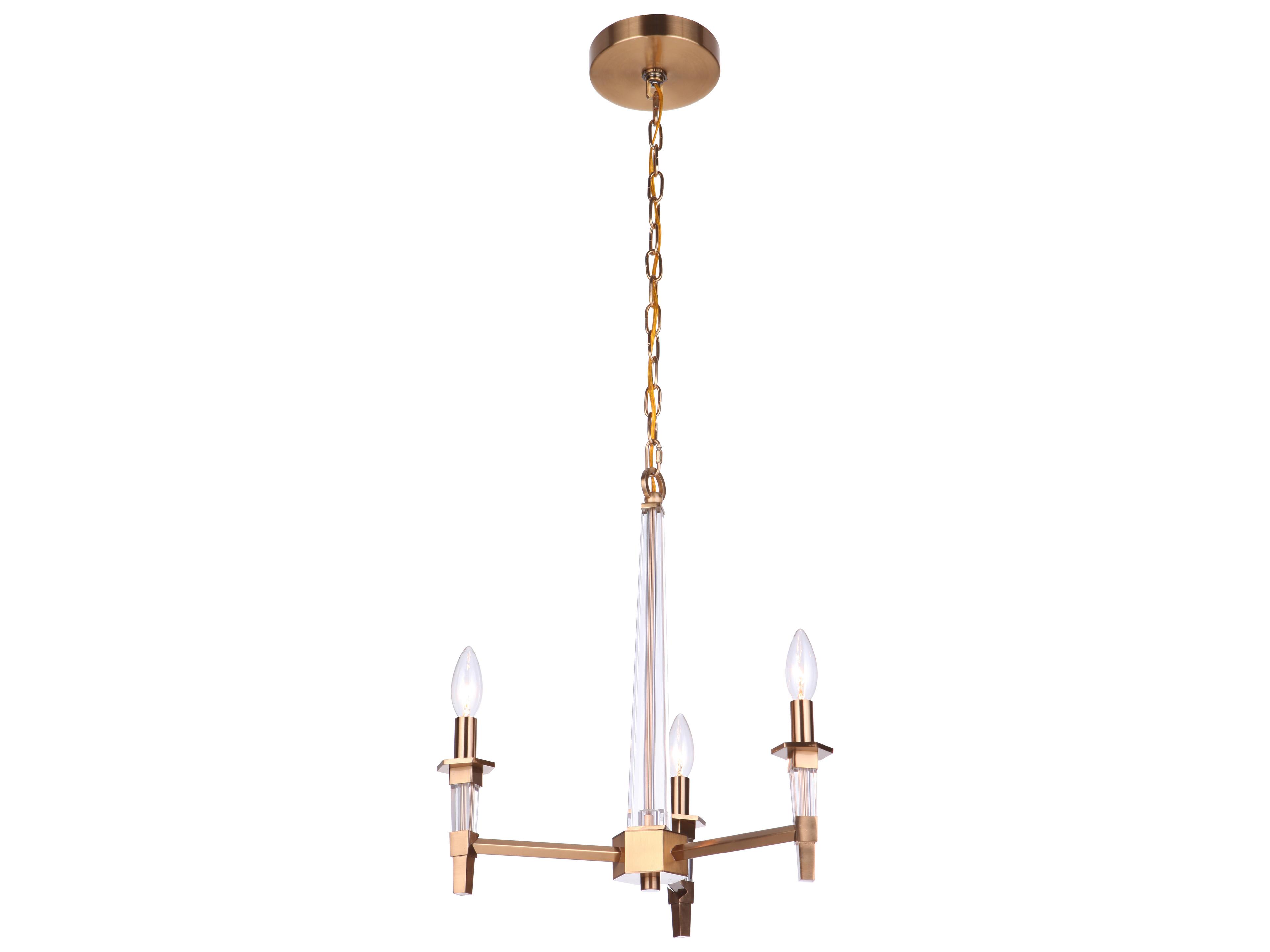 Craftmade Tarryn 3-Light Satin Brass Crystal Candelabra Chandelier