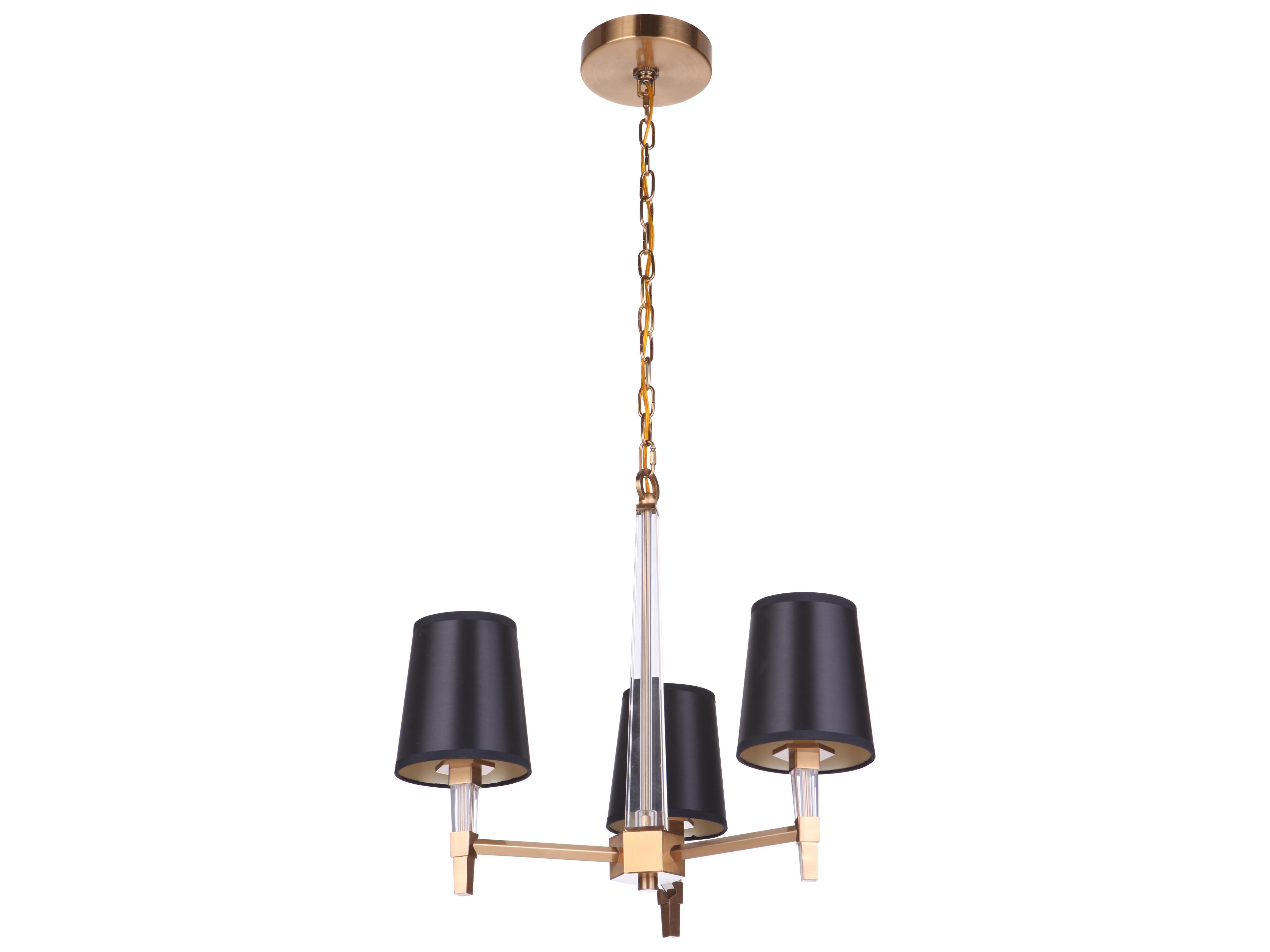 Craftmade Tarryn 3-Light Satin Brass Crystal Candelabra Chandelier