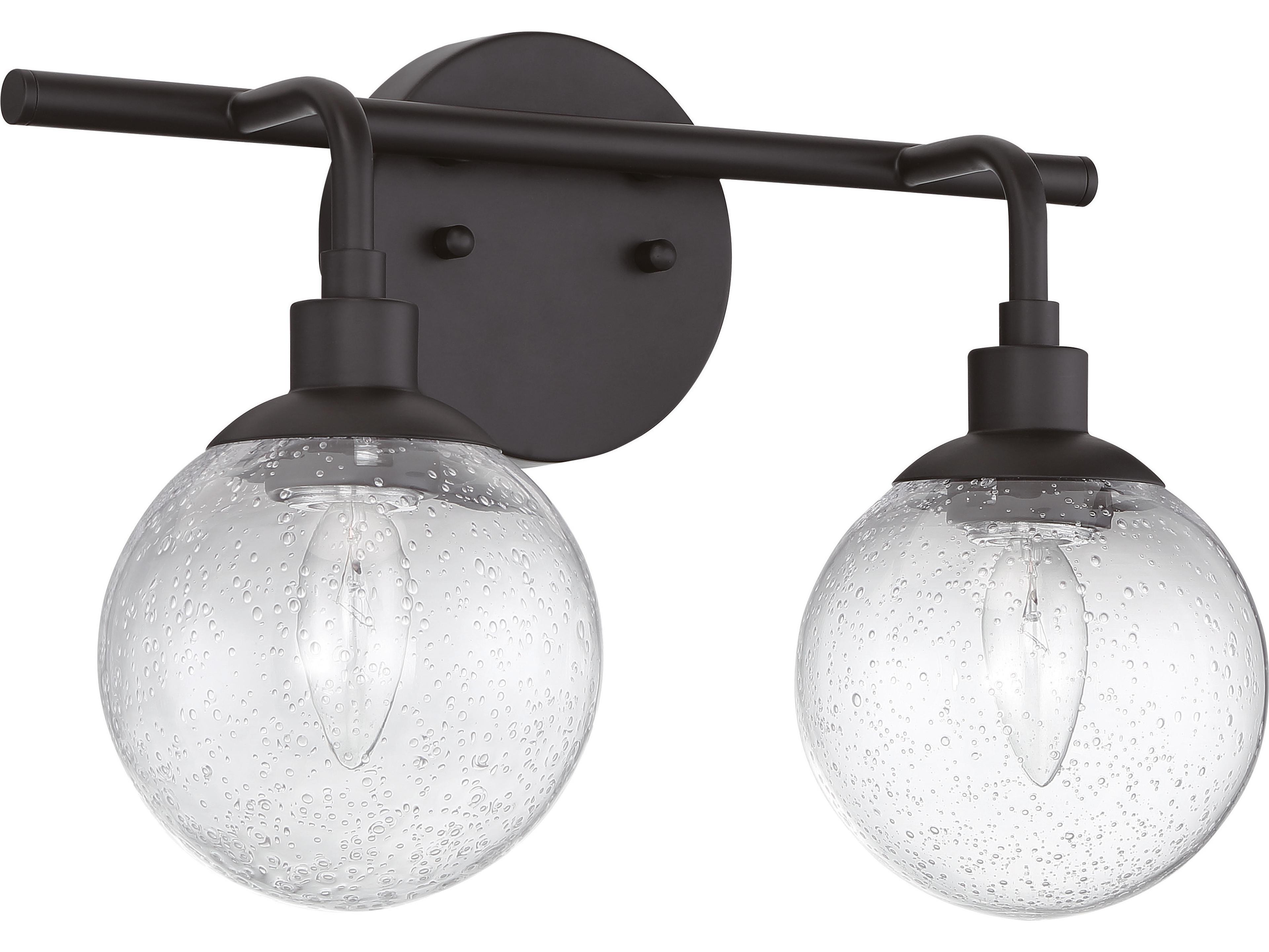 Craftmade Que 2-Light Flat Black Glass Vanity Light