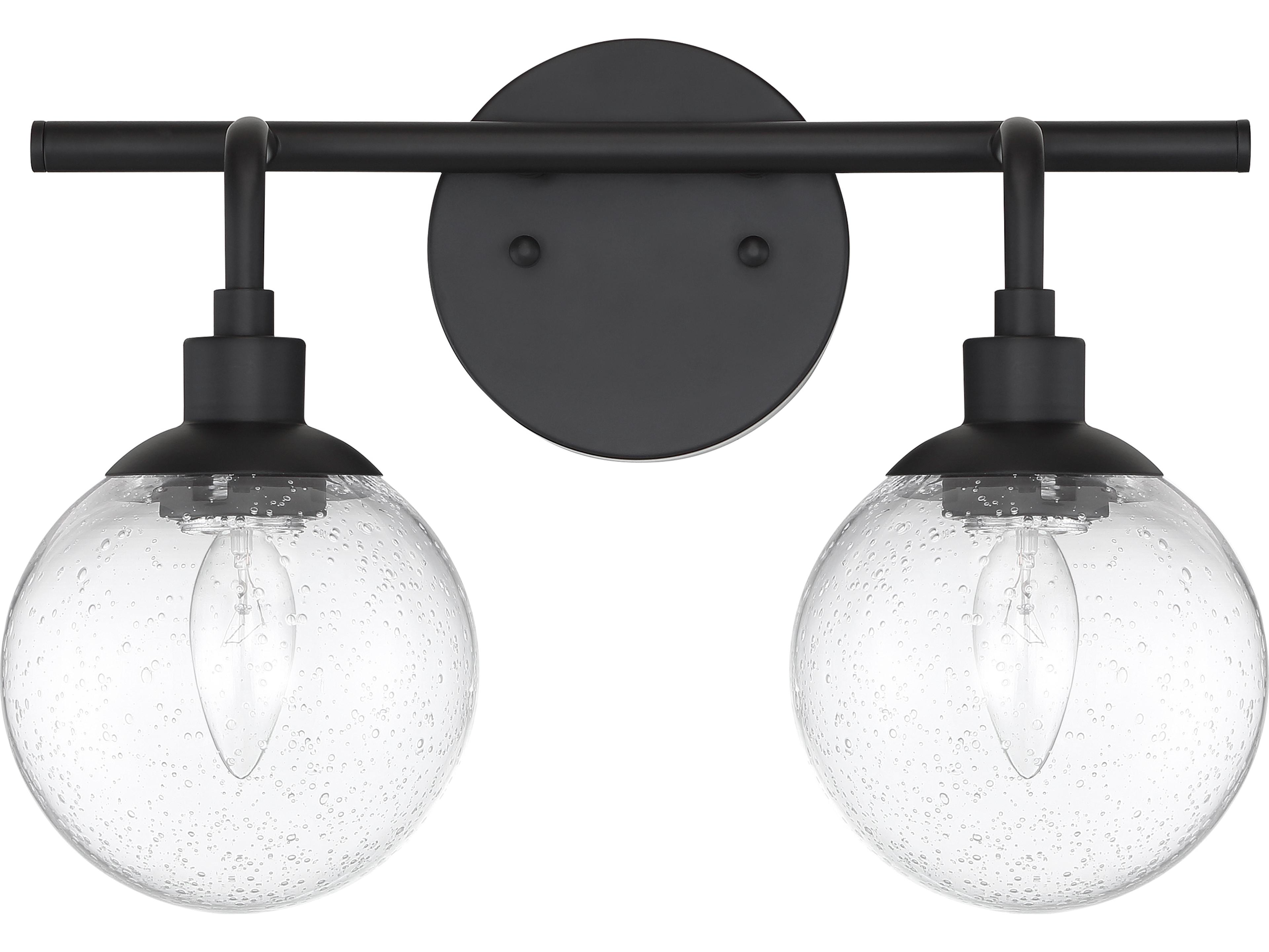 Craftmade Que 2-Light Flat Black Glass Vanity Light