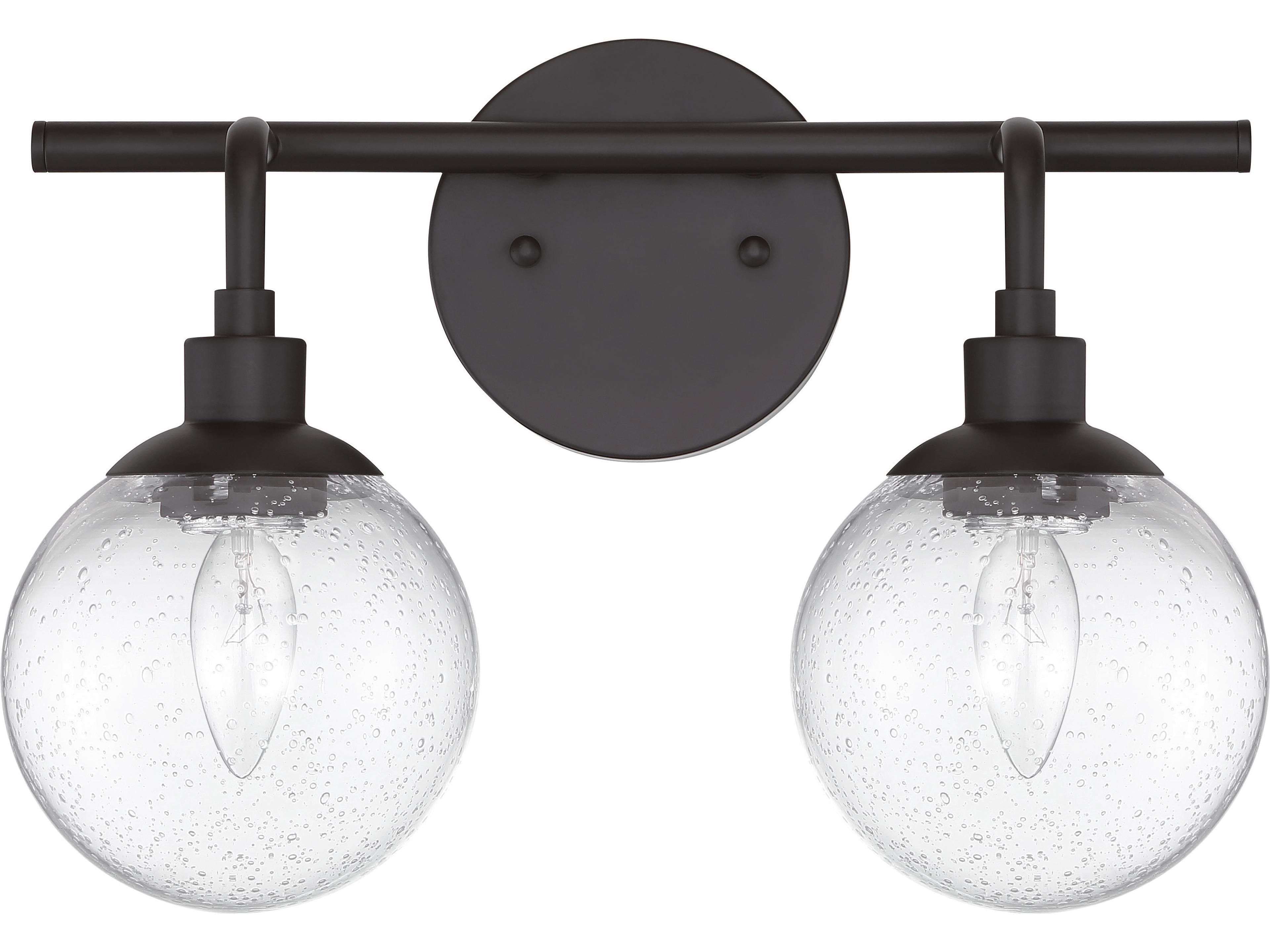 Craftmade Que 2-Light Flat Black Glass Vanity Light