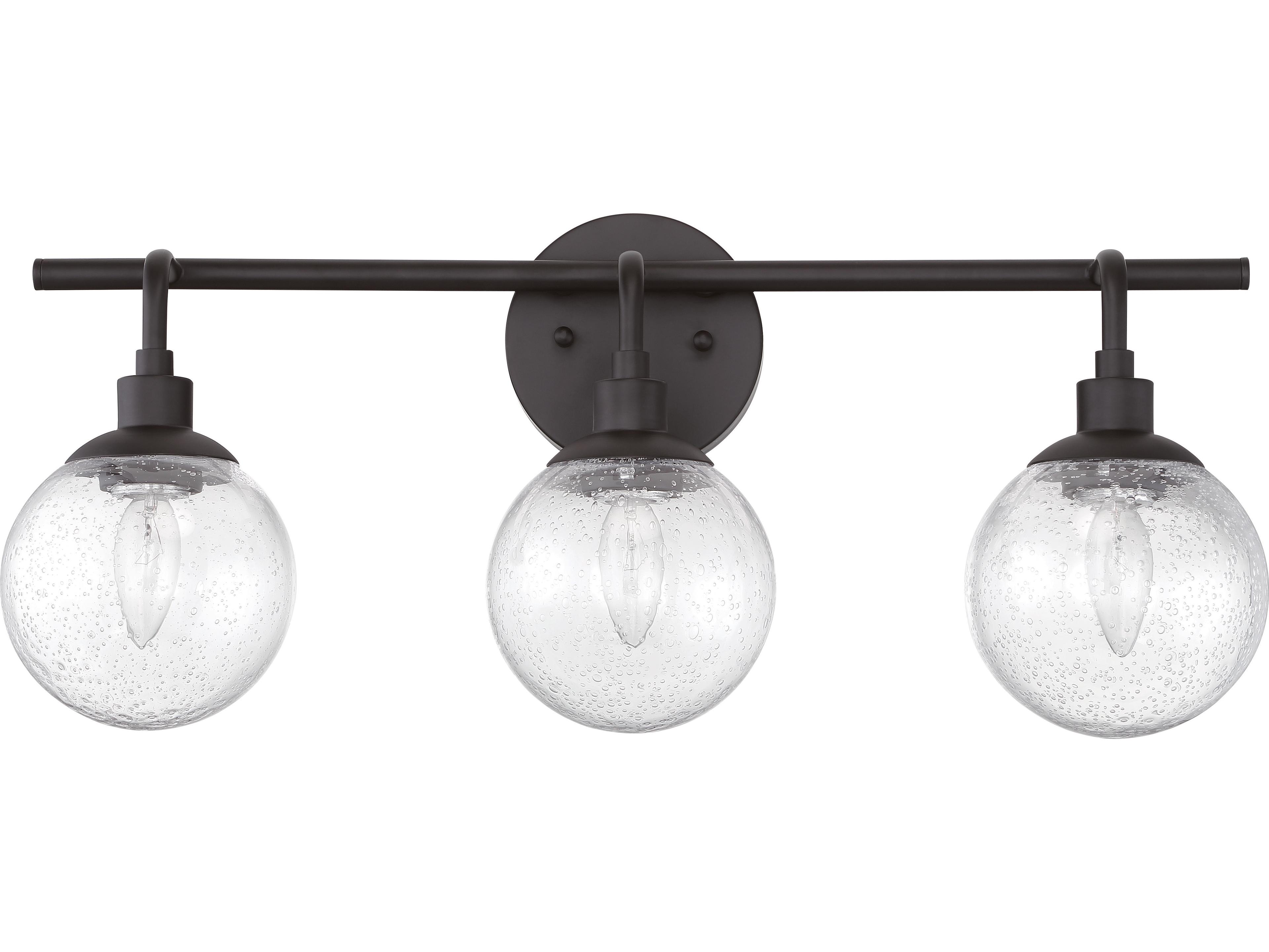 Craftmade Que 3-Light Flat Black Glass Vanity Light