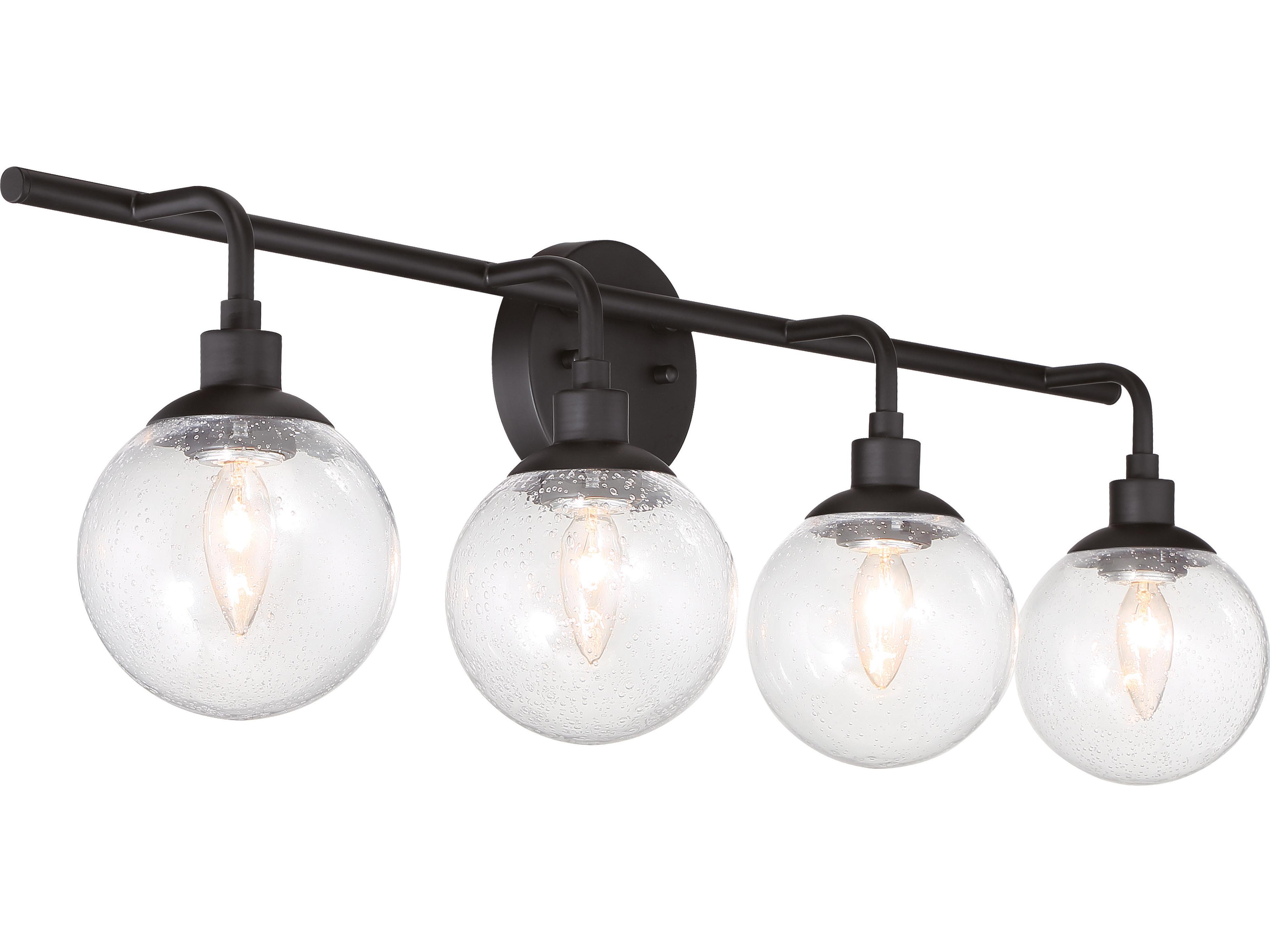 Que 4-Light Flat Black Glass Vanity Light