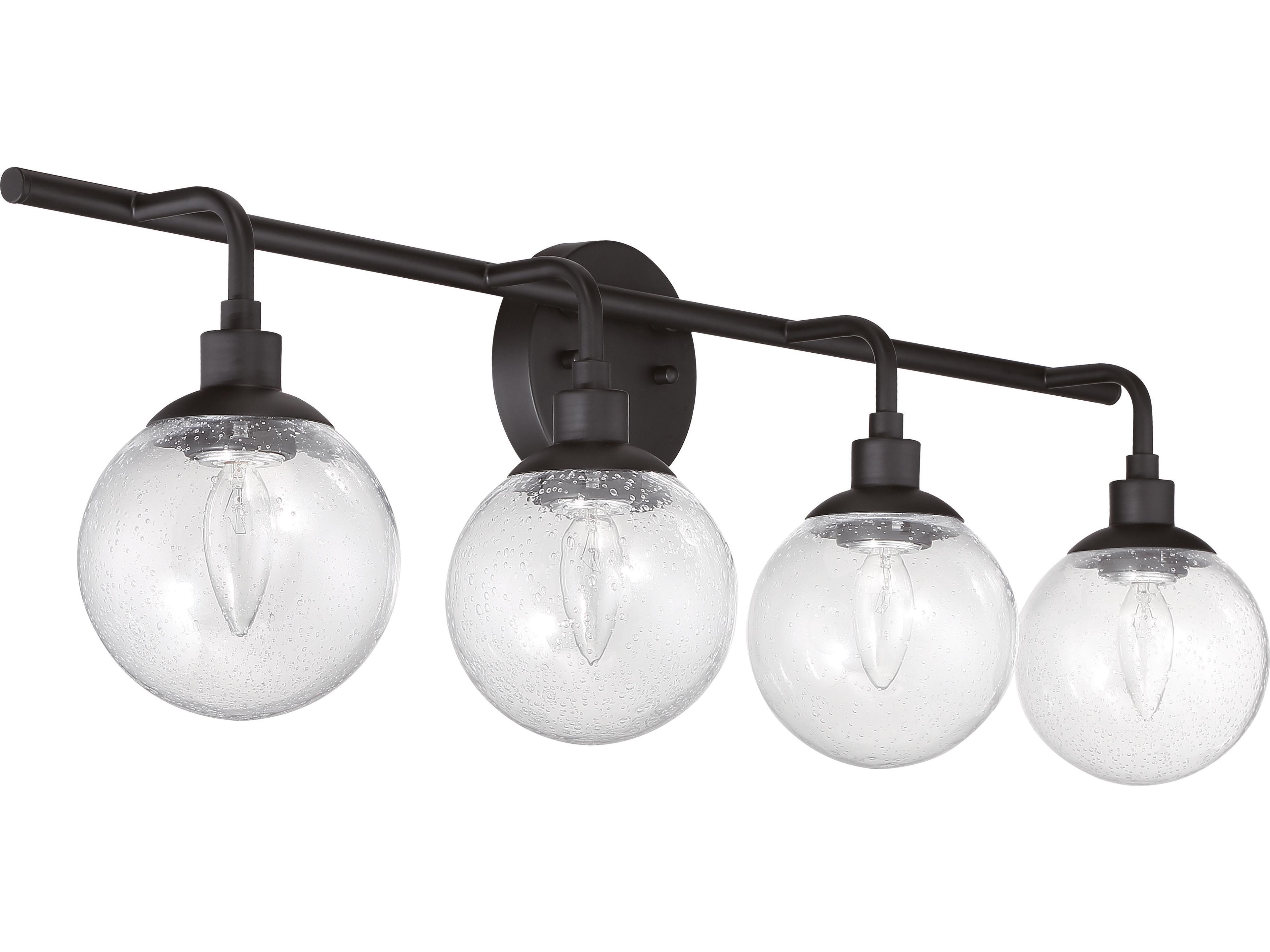 Craftmade Que 4-Light Flat Black Glass Vanity Light