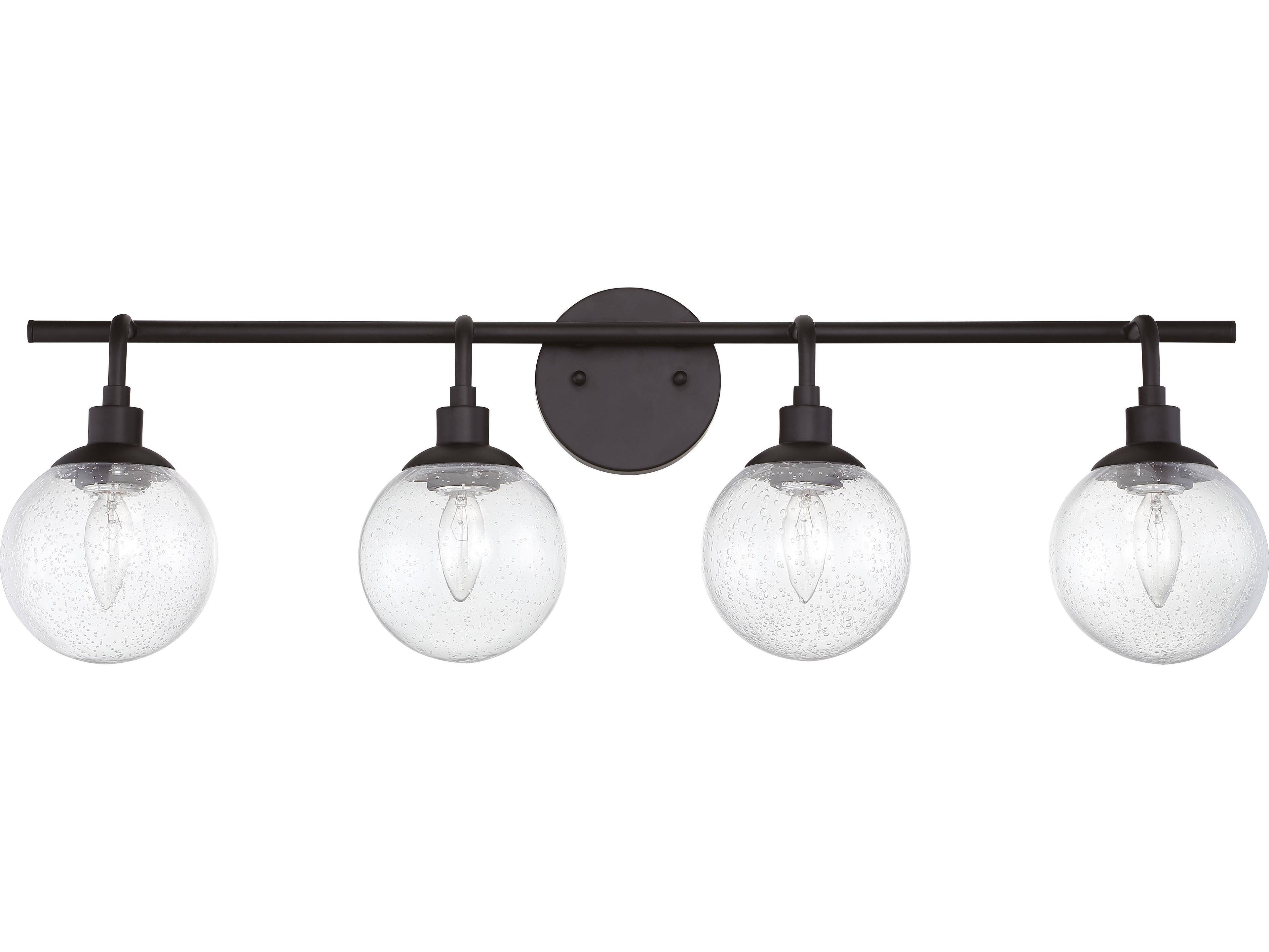 Craftmade Que 4-Light Flat Black Glass Vanity Light