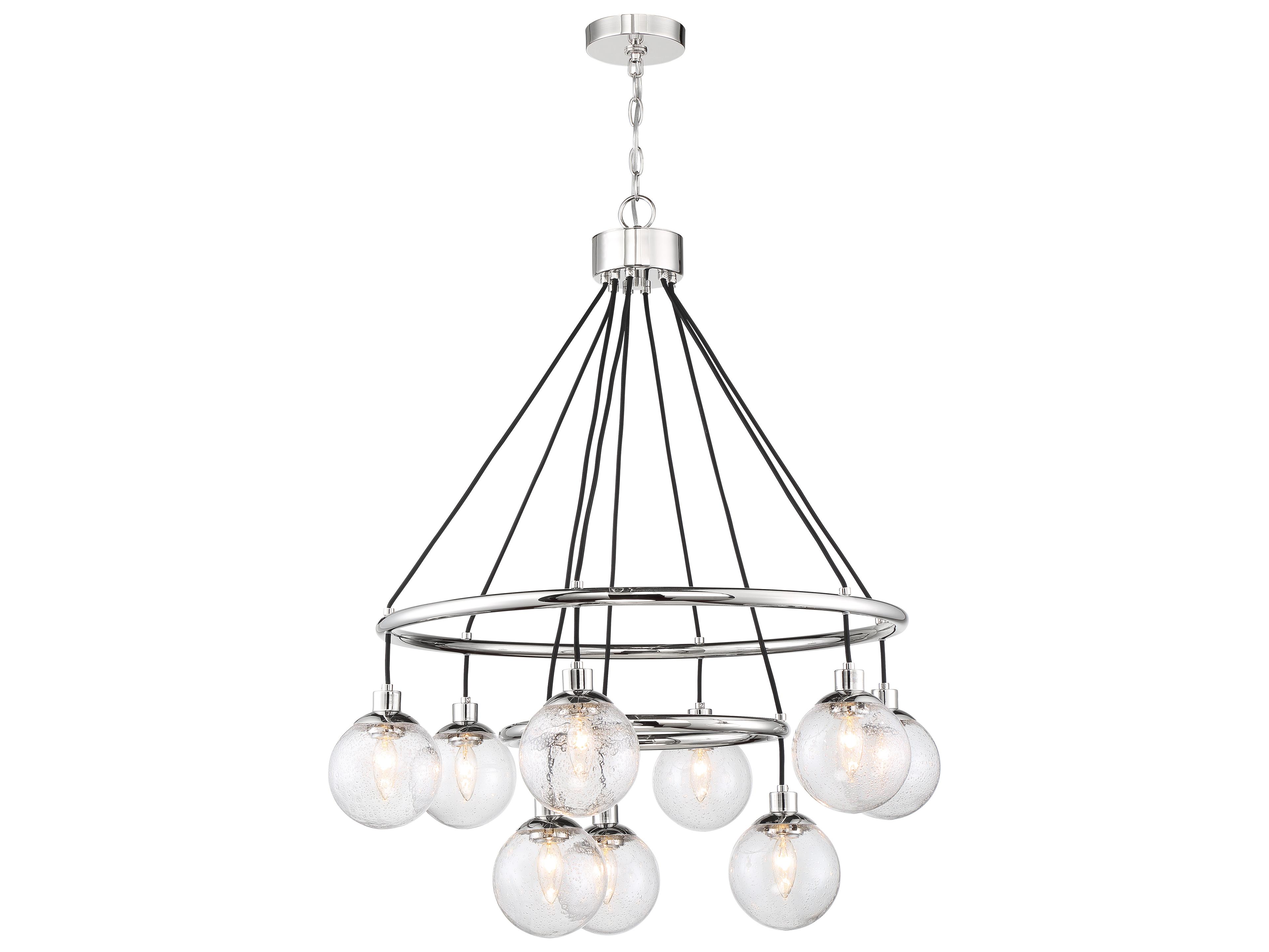 Que 9-Light Chrome Glass Globe Chandelier