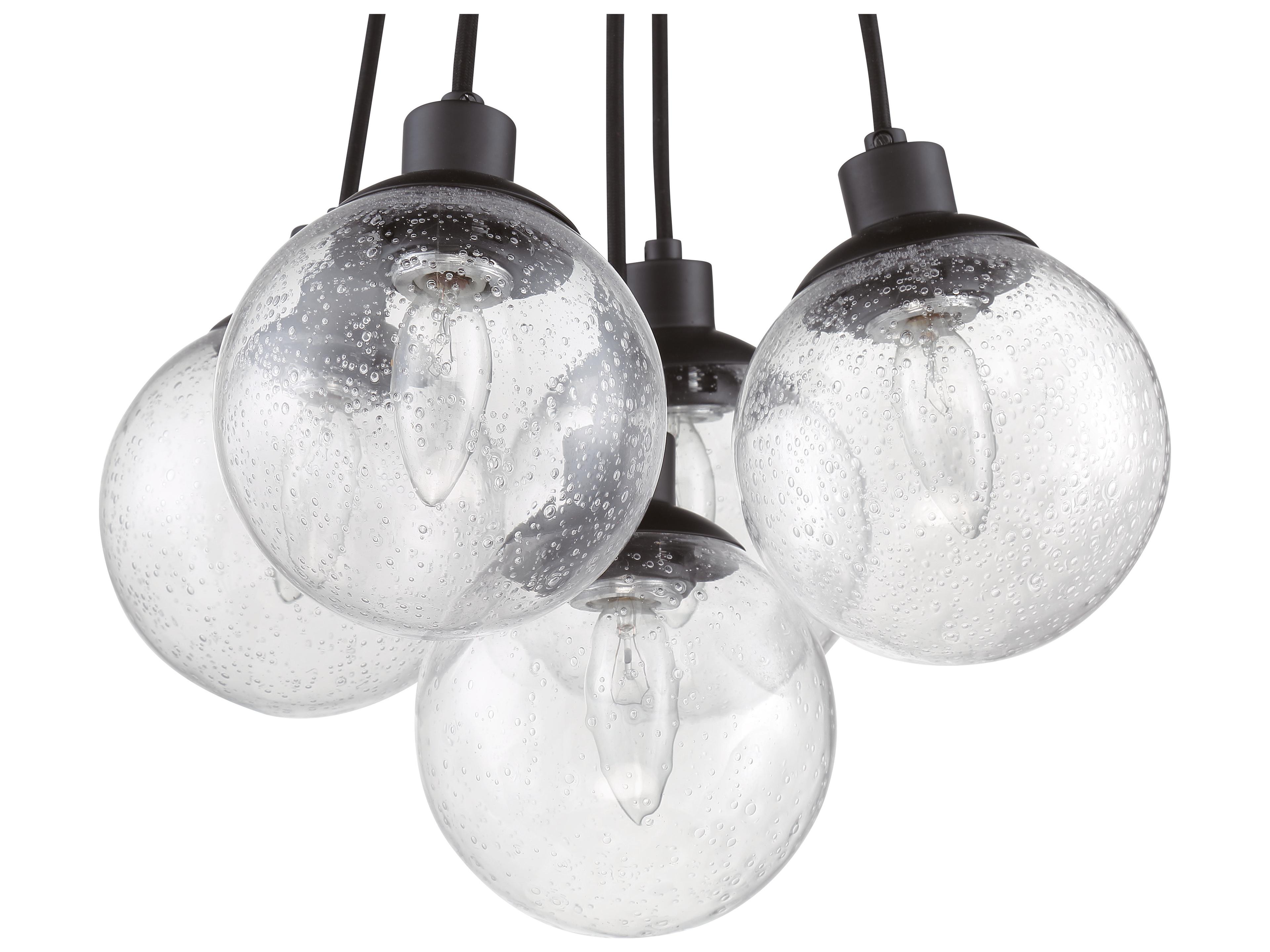 Craftmade Que 5-Light Flat Black Glass Globe Pendant