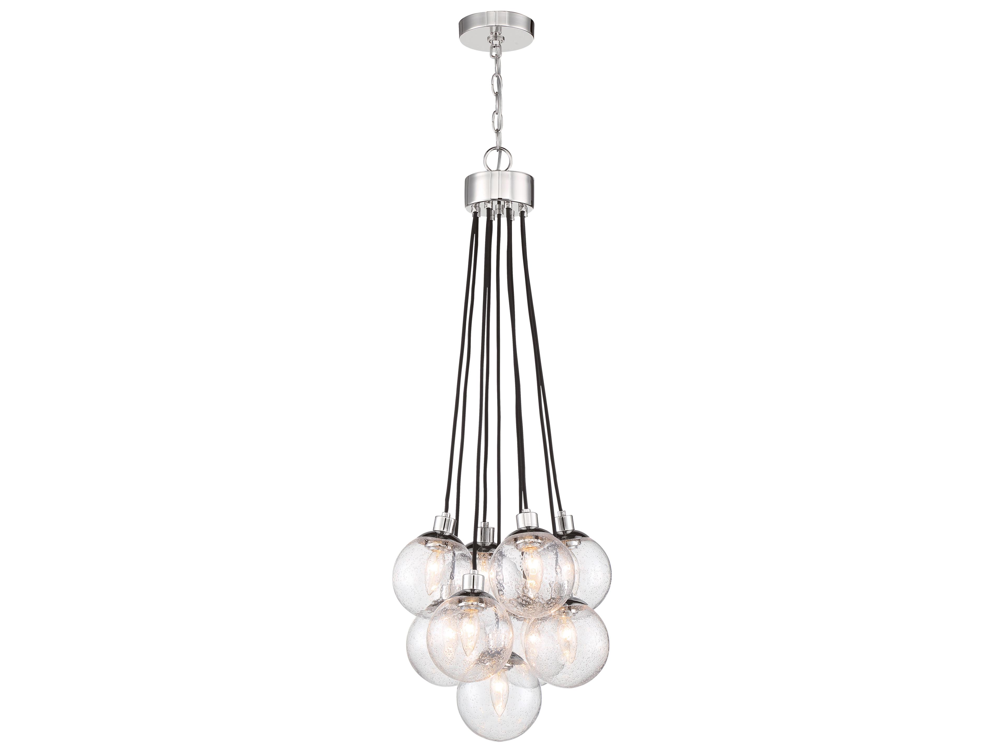 Que 9-Light Chrome Glass Globe Pendant