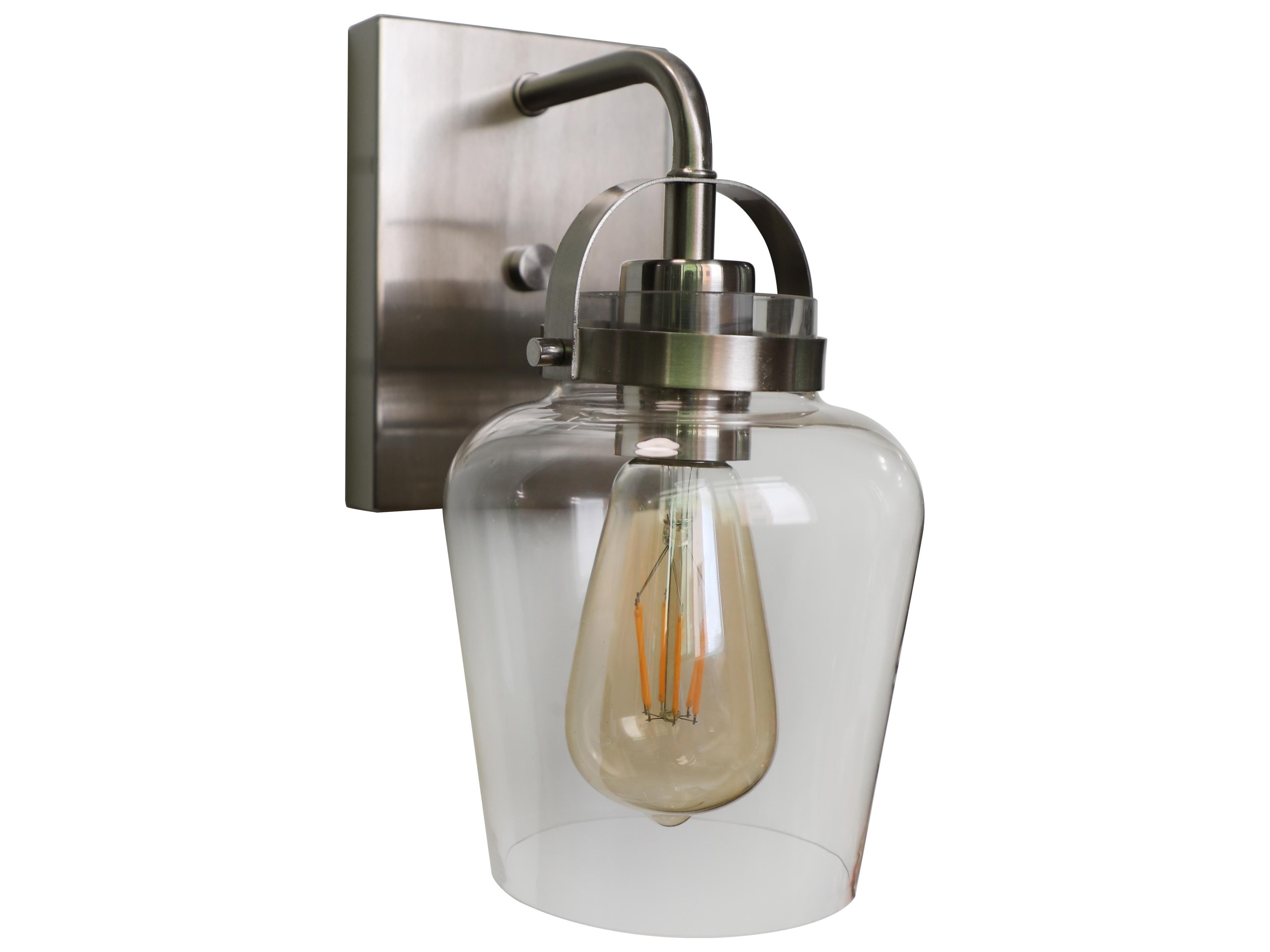 Trystan 1-Light Brushed Polished Nickel Glass Vanity Light