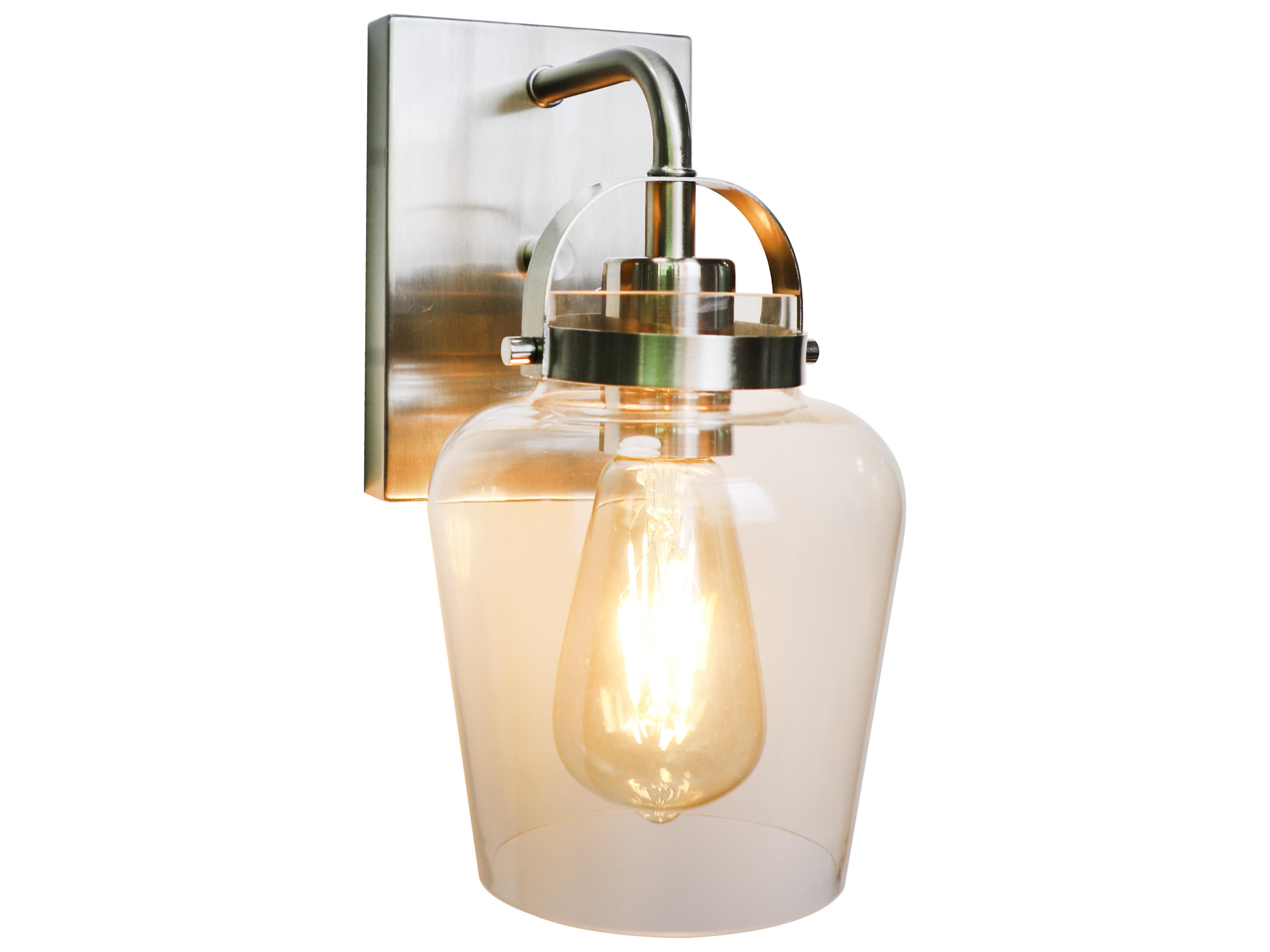 Craftmade Trystan 1-Light Brushed Polished Nickel Glass Vanity Light