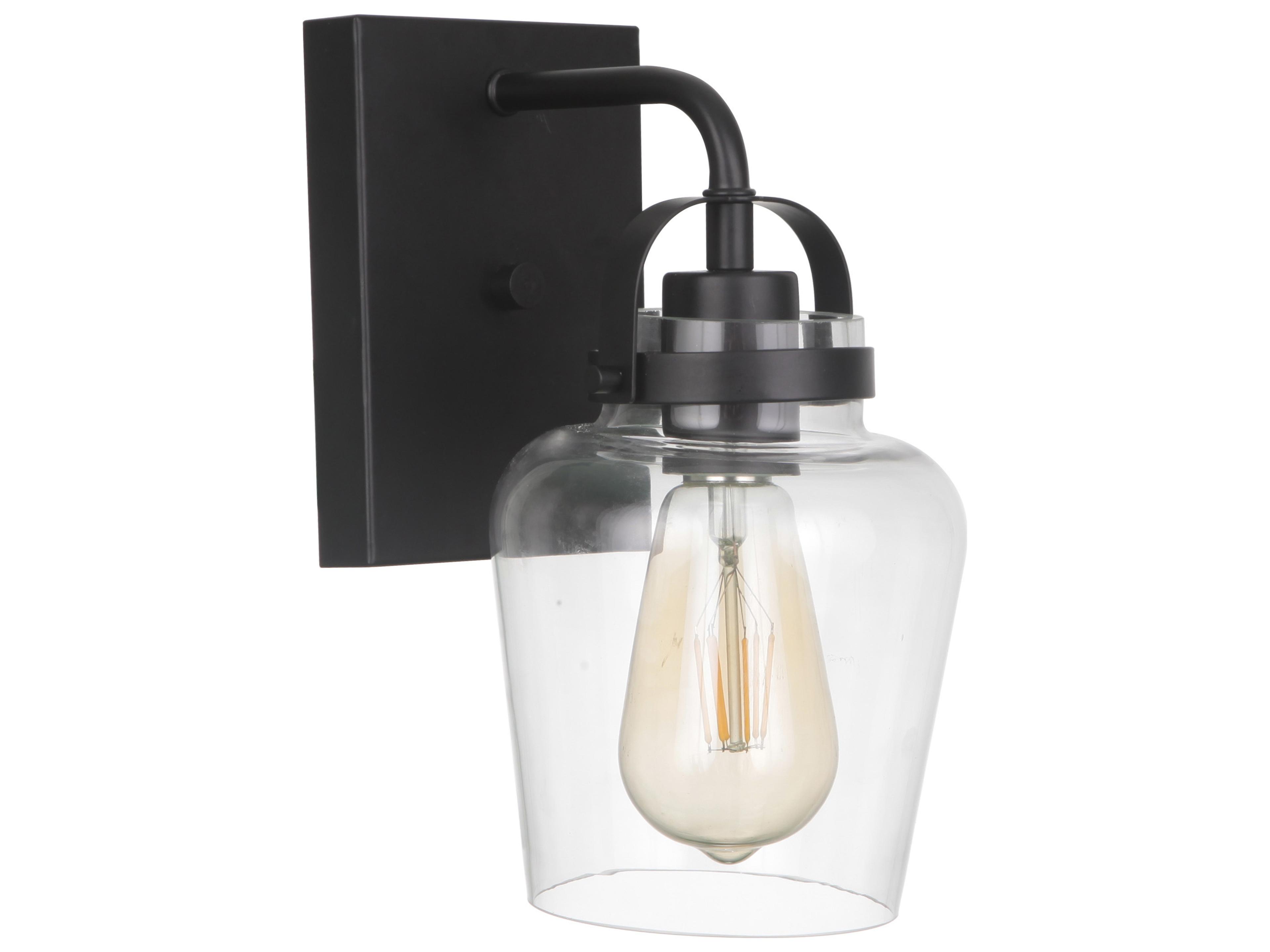 Trystan 1-Light Flat Black Glass Vanity Light