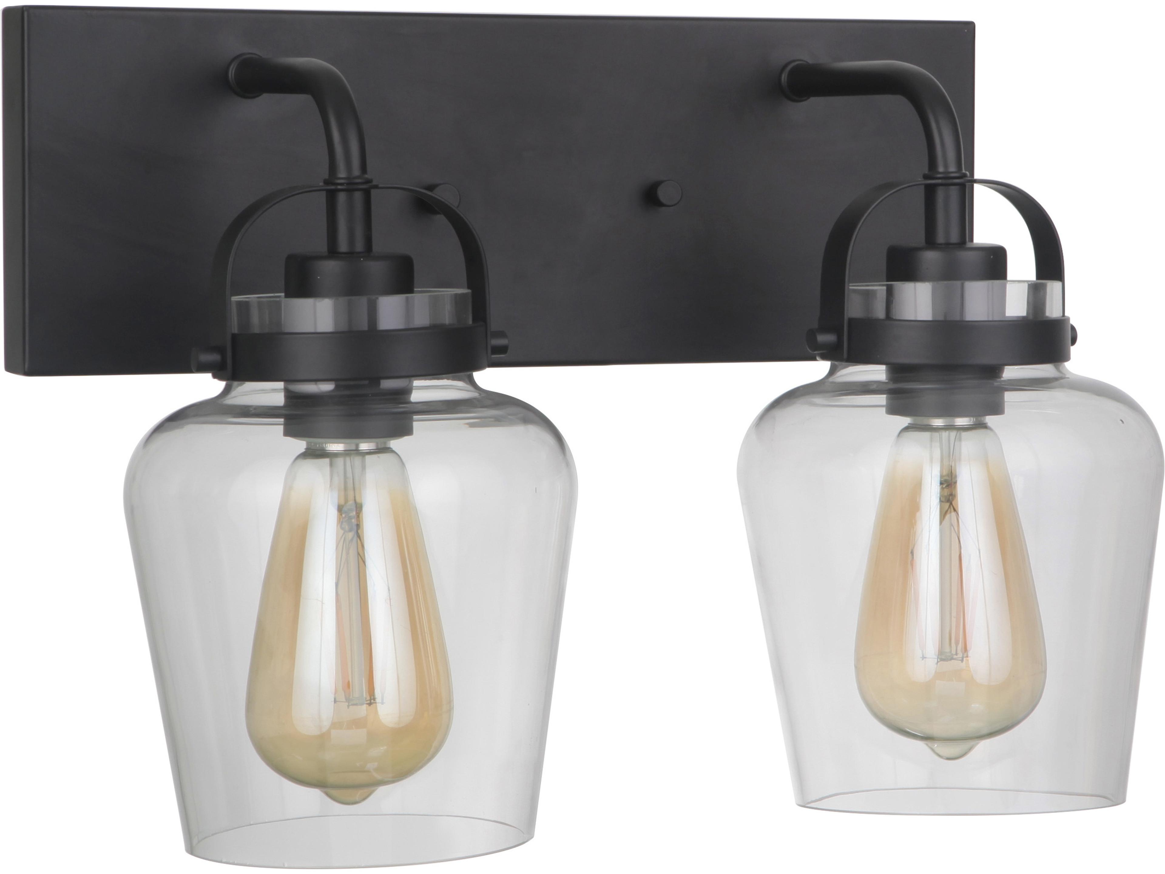 Trystan 2-Light Flat Black Glass Vanity Light