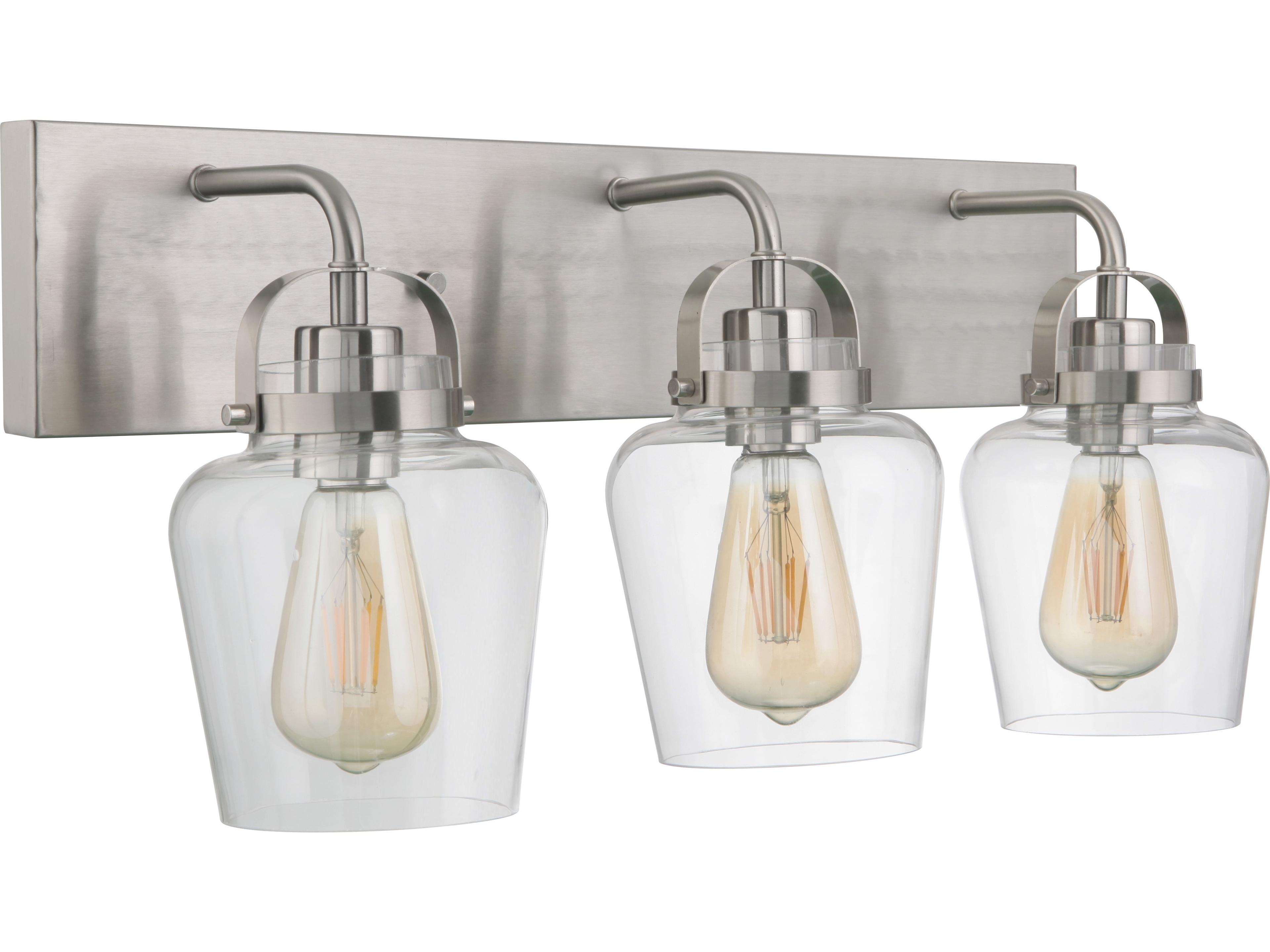 Trystan 3-Light Brushed Polished Nickel Glass Vanity Light