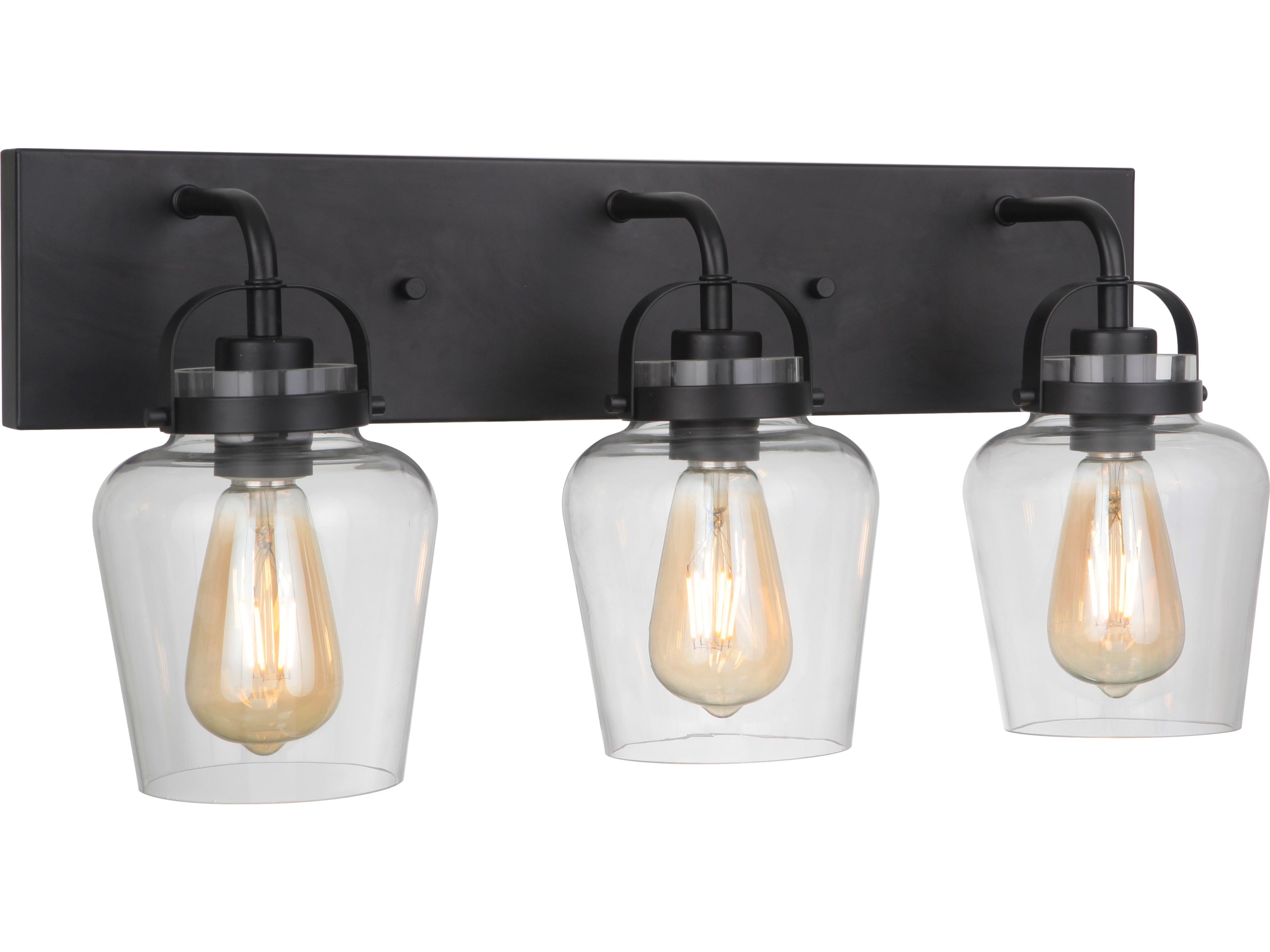 Craftmade Trystan 3-Light Flat Black Glass Vanity Light