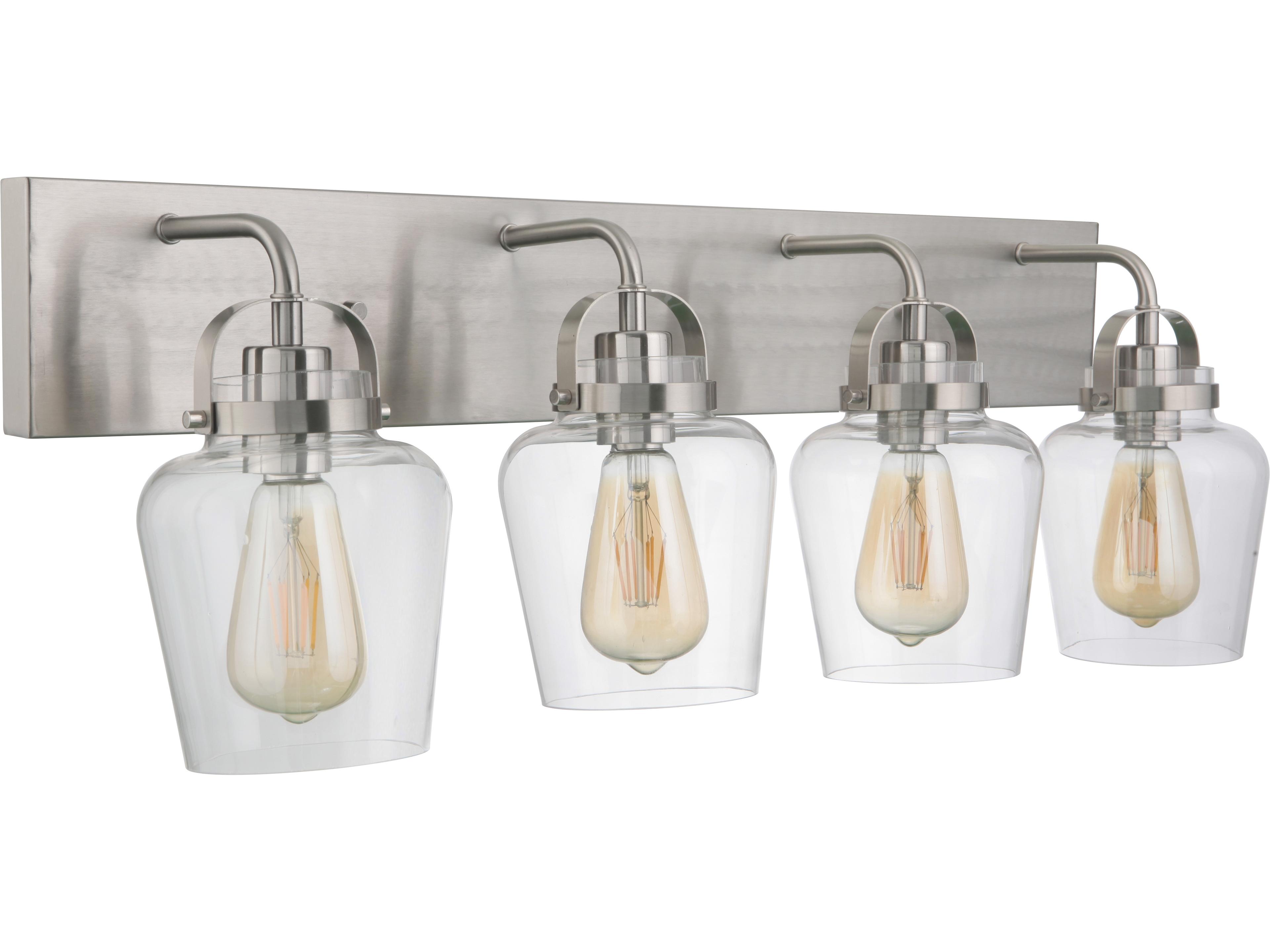 Trystan 4-Light Brushed Polished Nickel Glass Vanity Light