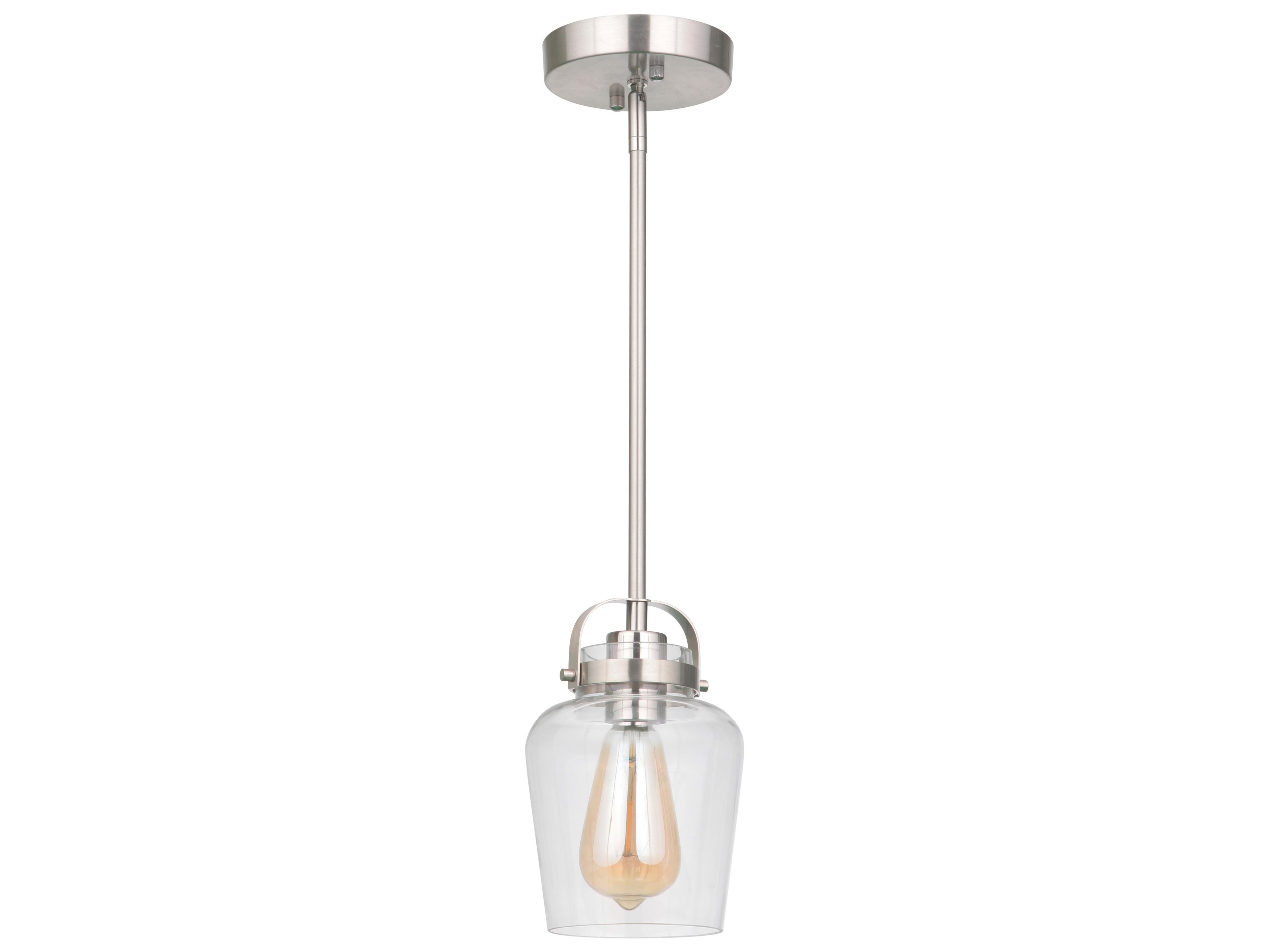 Trystan 1-Light Brushed Polished Nickel Glass Bell Mini Pendant
