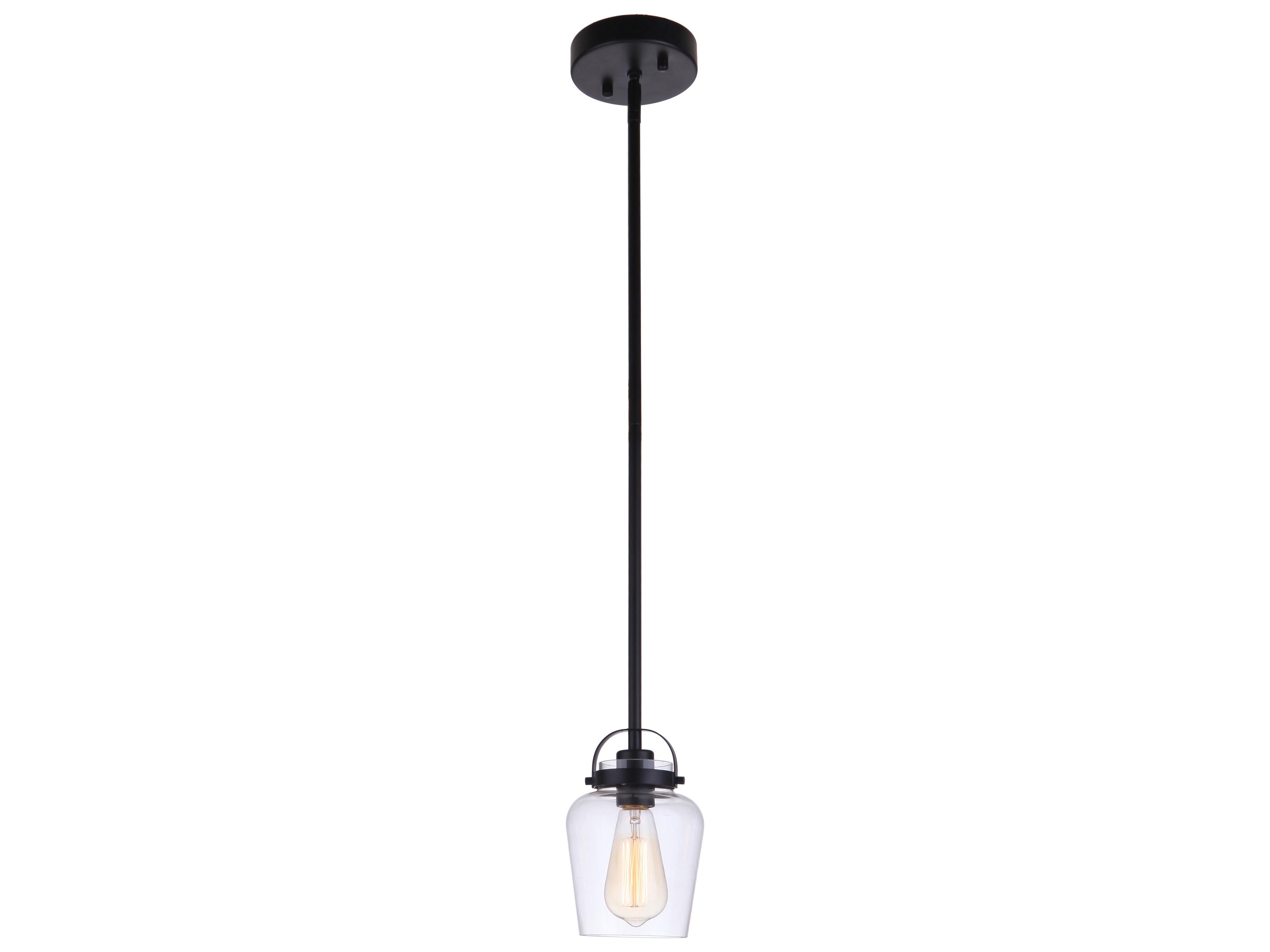 Trystan 1-Light Flat Black Glass Bell Mini Pendant