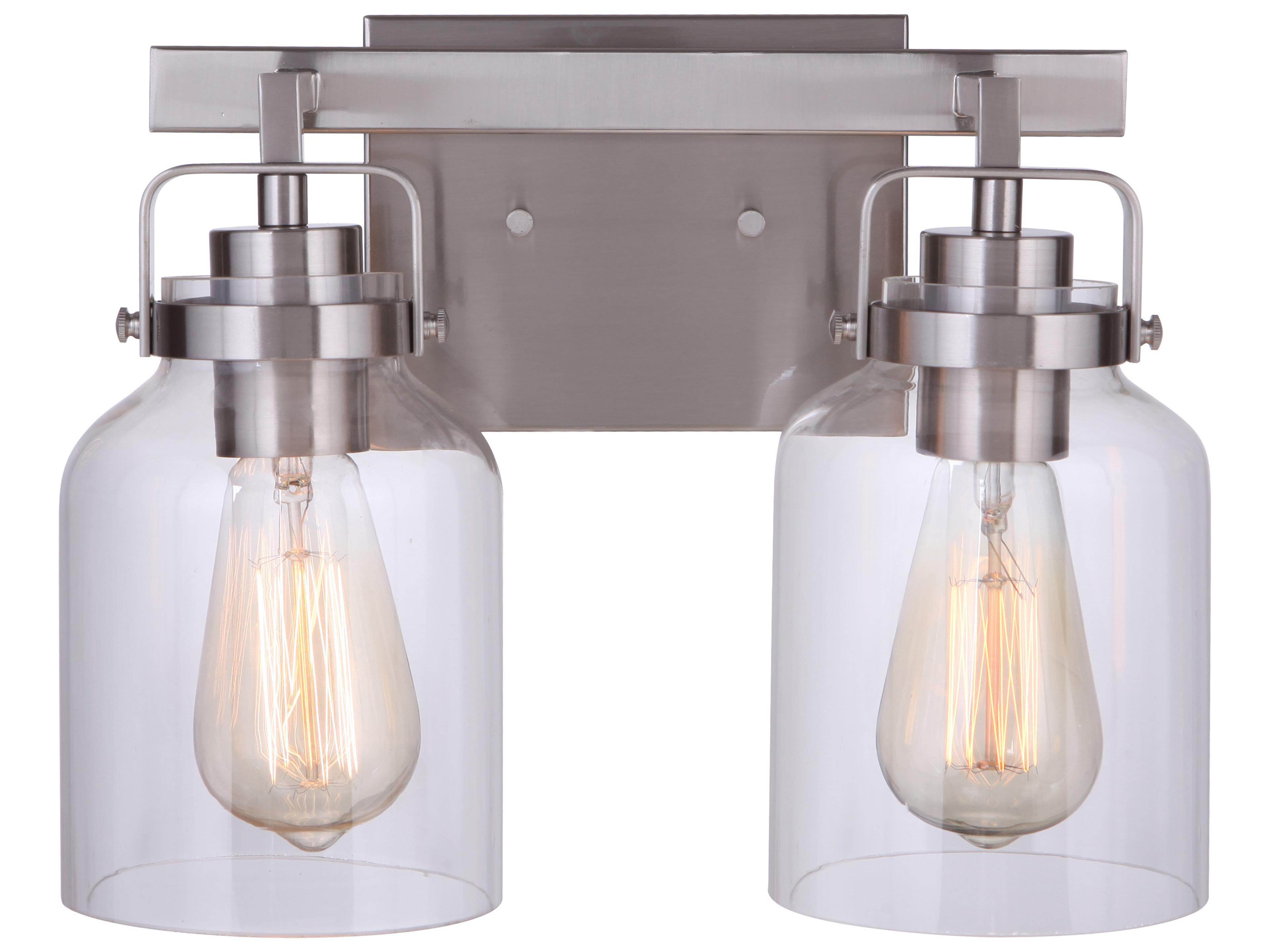 Craftmade Foxwood 2-Light Brushed Polished Nickel Glass Vanity Light