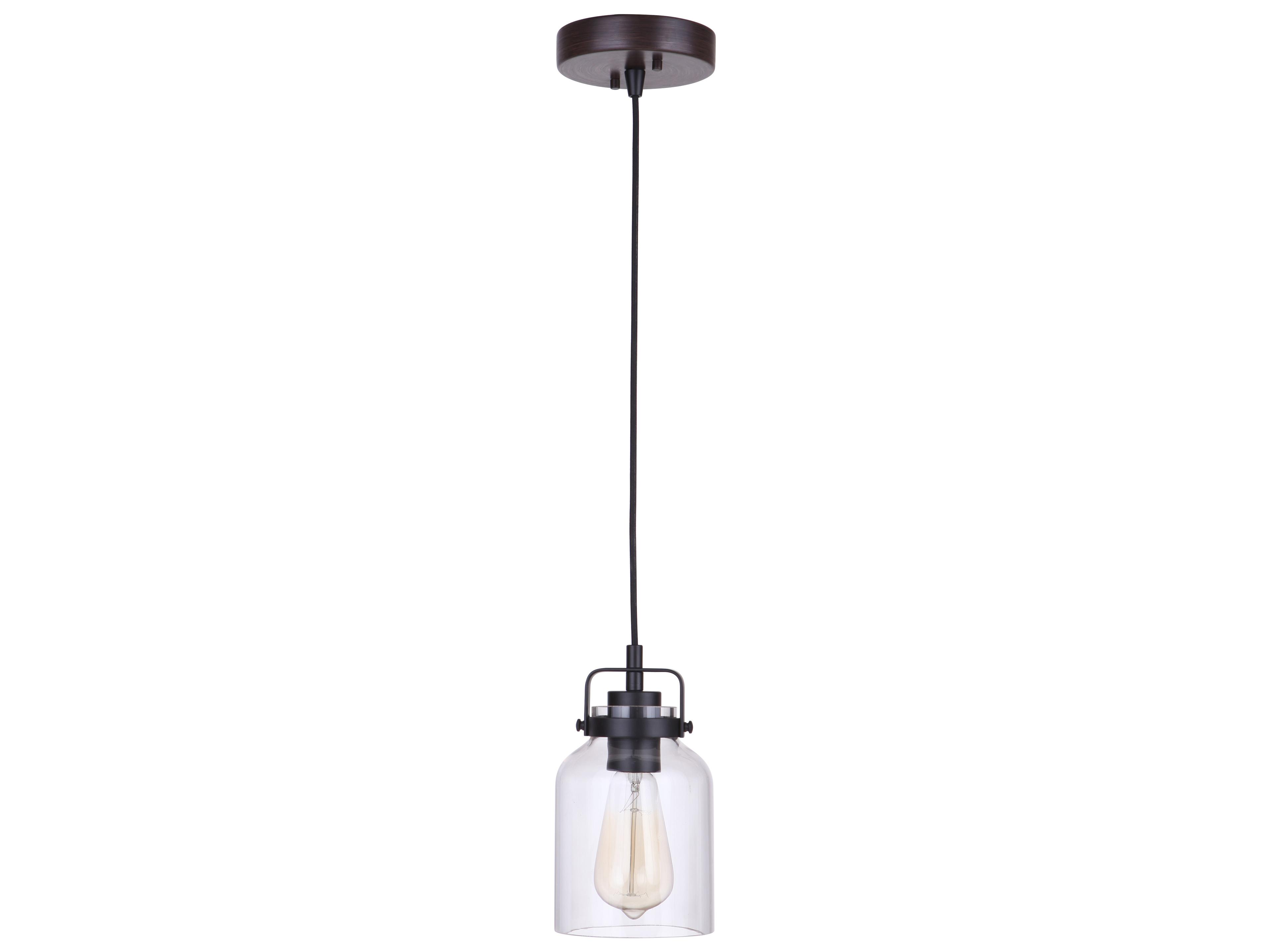 Foxwood 1-Light Flat Black Dark Teak Glass Bell Mini Pendant