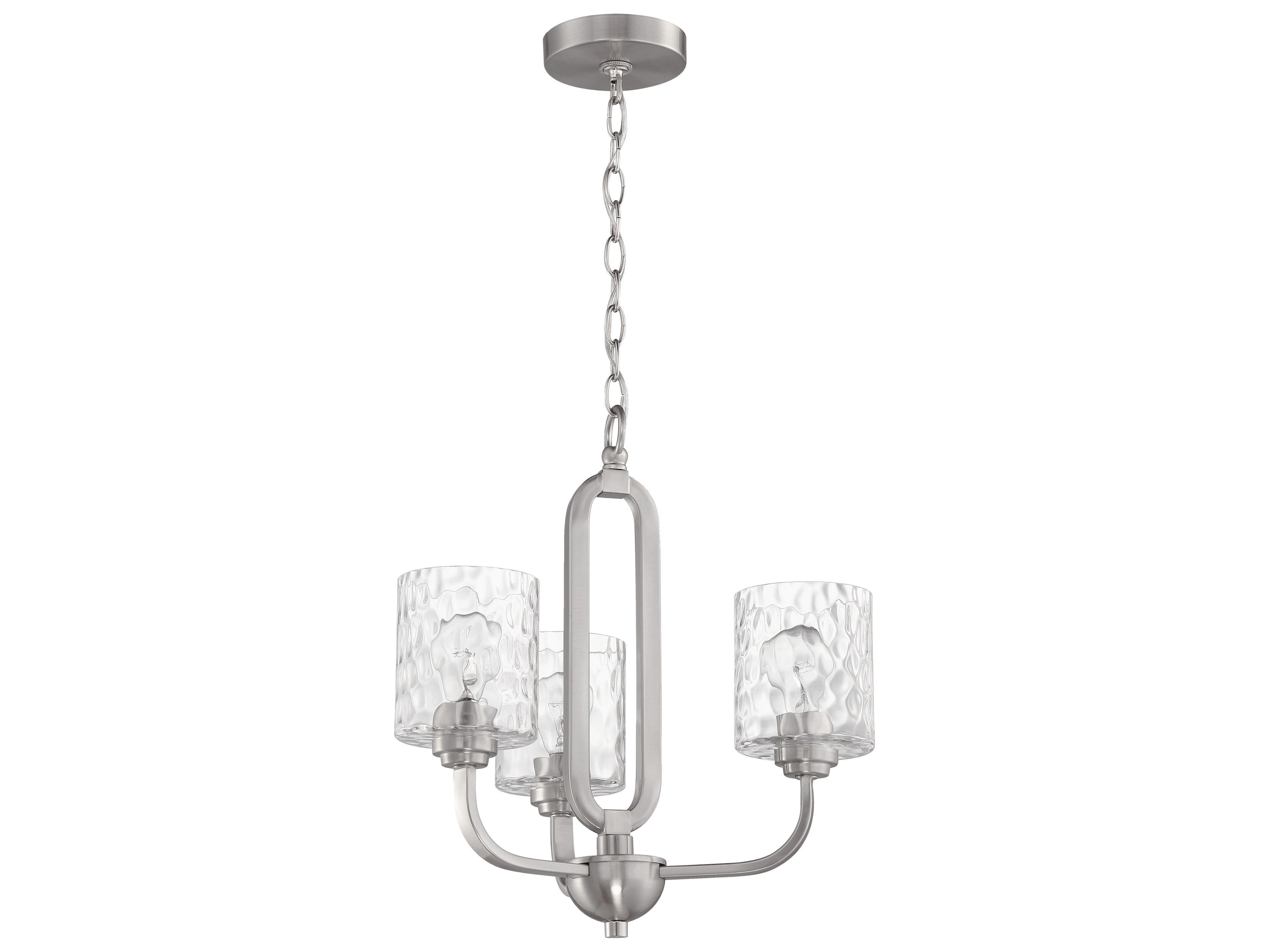 Collins 3-Light Brushed Polished Nickel Glass Cylinder Chandelier