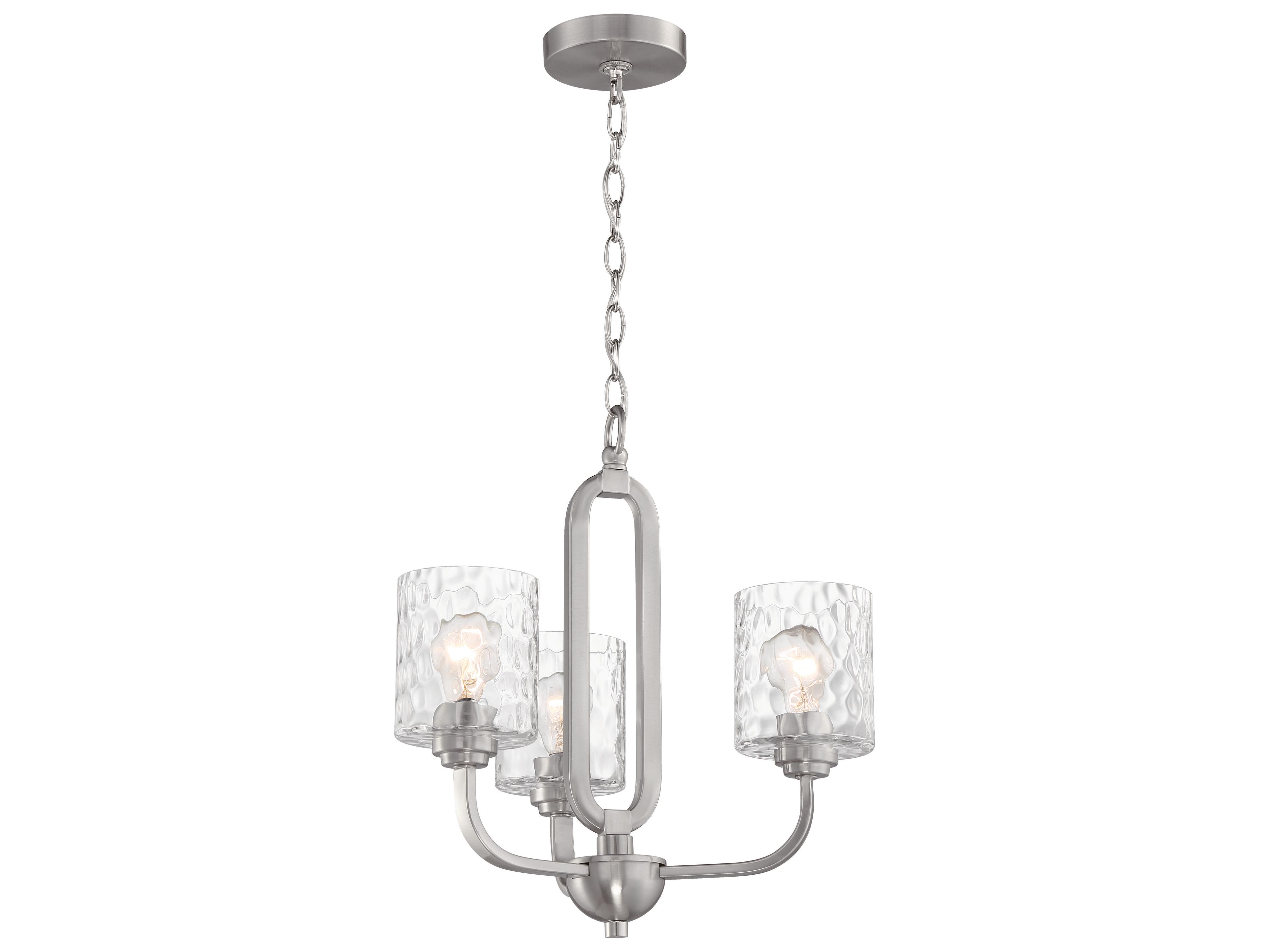 Craftmade Collins 3-Light Brushed Polished Nickel Glass Cylinder Chandelier