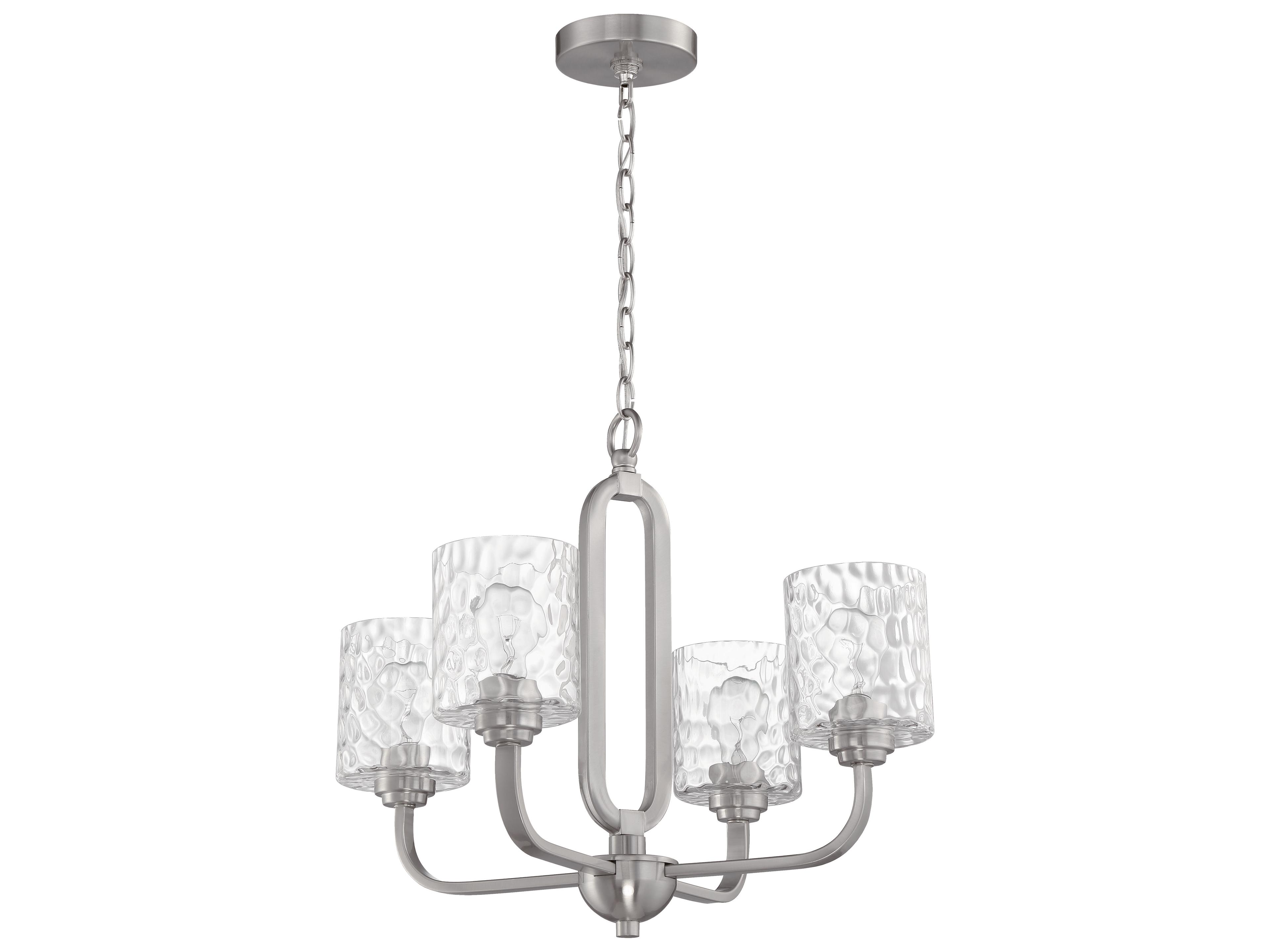 Collins 4-Light Brushed Polished Nickel Glass Cylinder Chandelier
