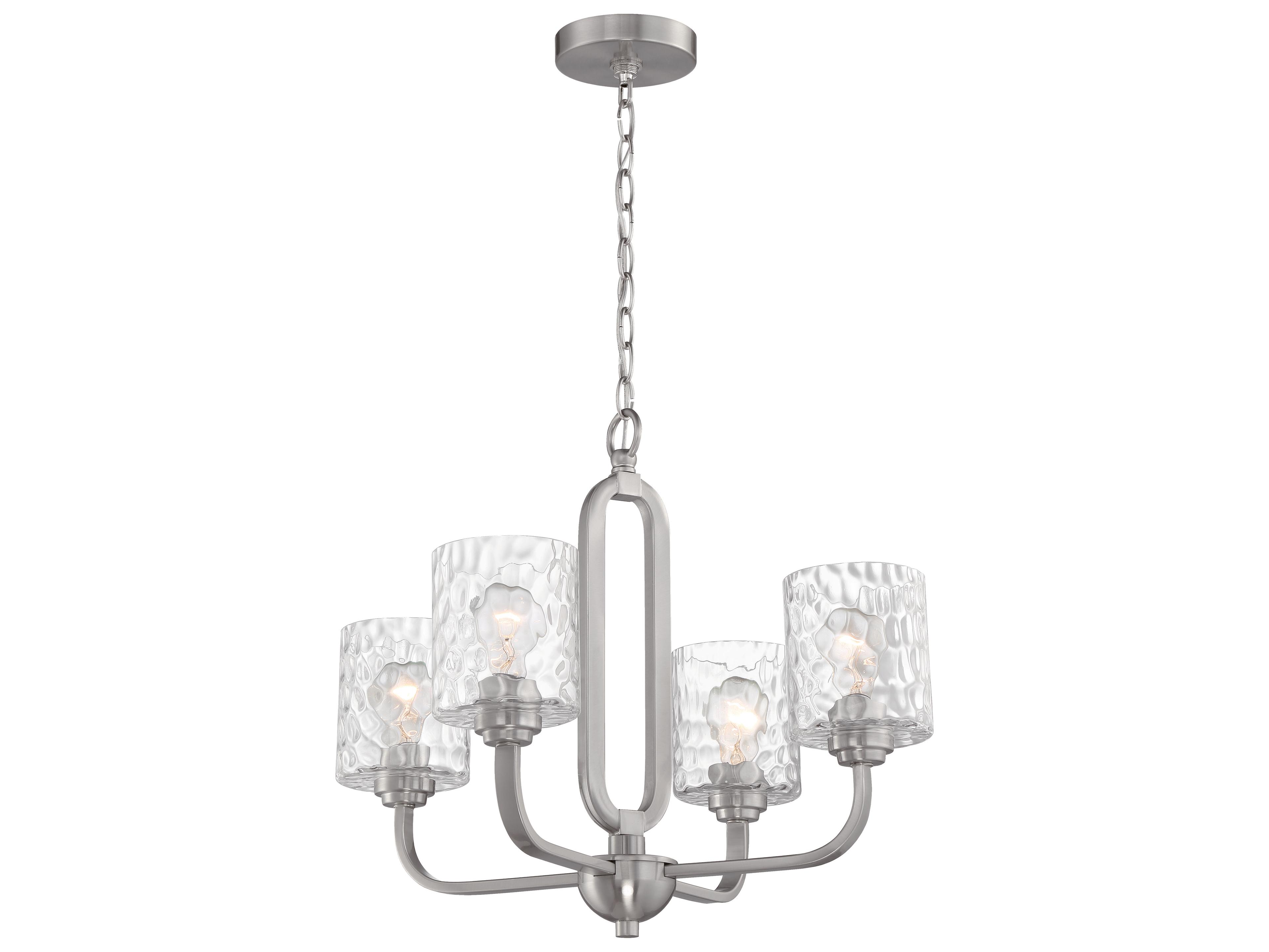 Craftmade Collins 4-Light Brushed Polished Nickel Glass Cylinder Chandelier