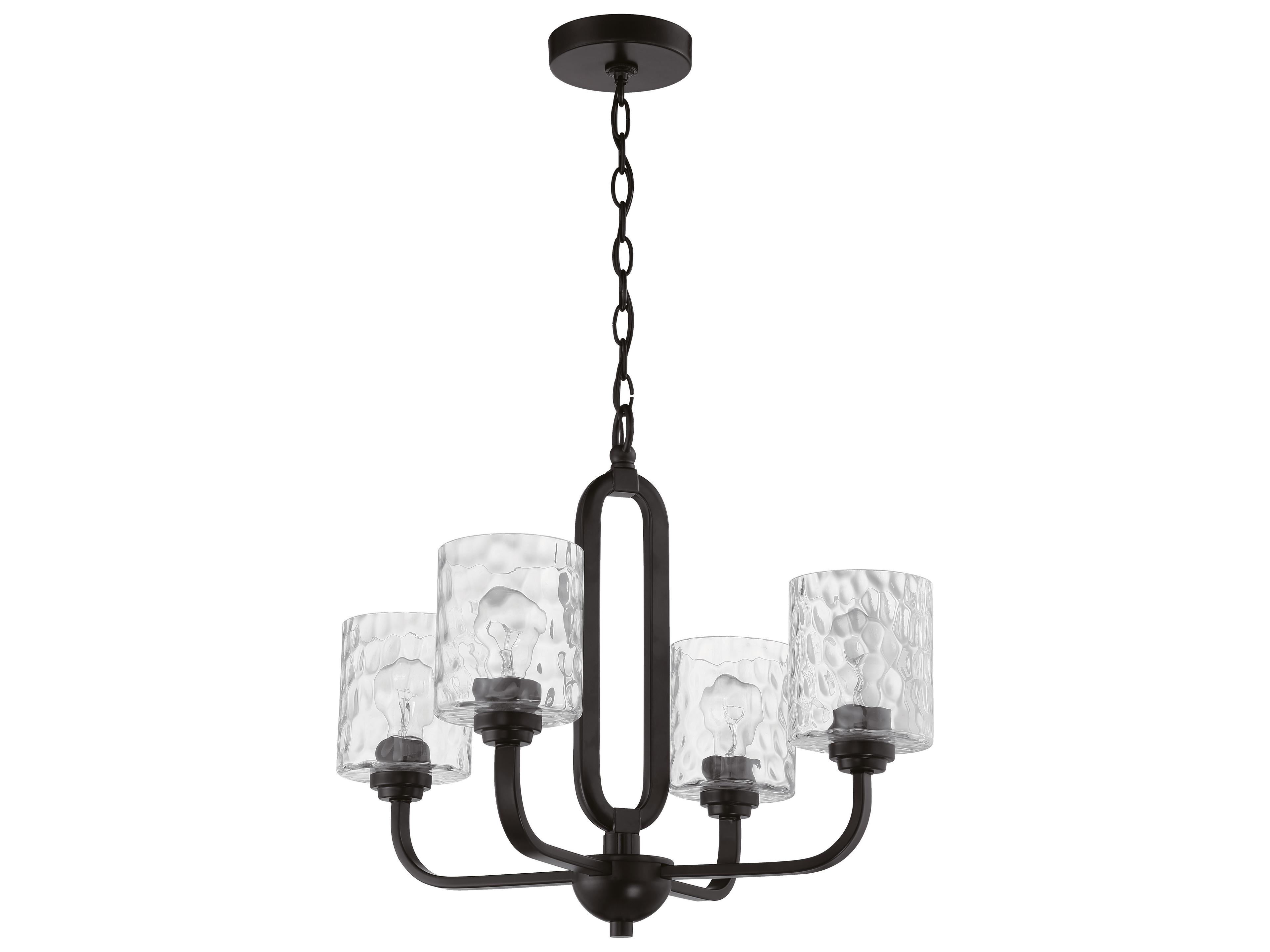 Collins 4-Light Flat Black Glass Cylinder Chandelier