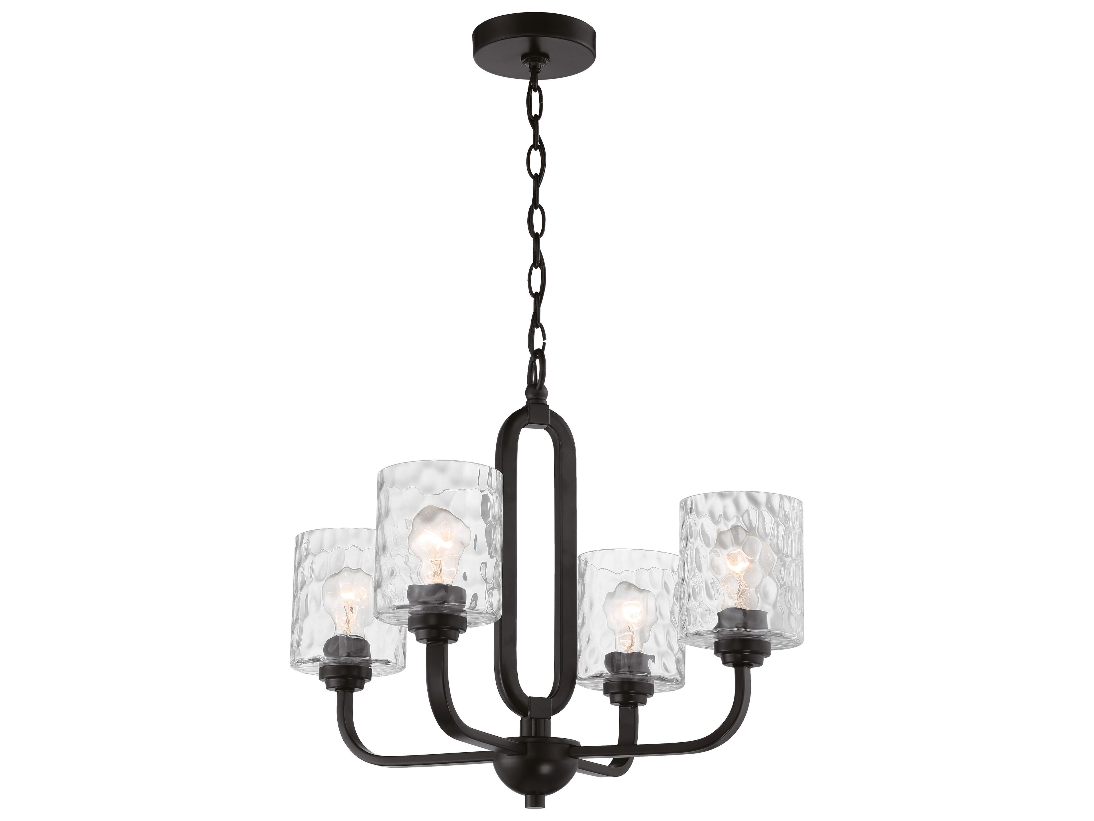 Craftmade Collins 4-Light Flat Black Glass Cylinder Chandelier