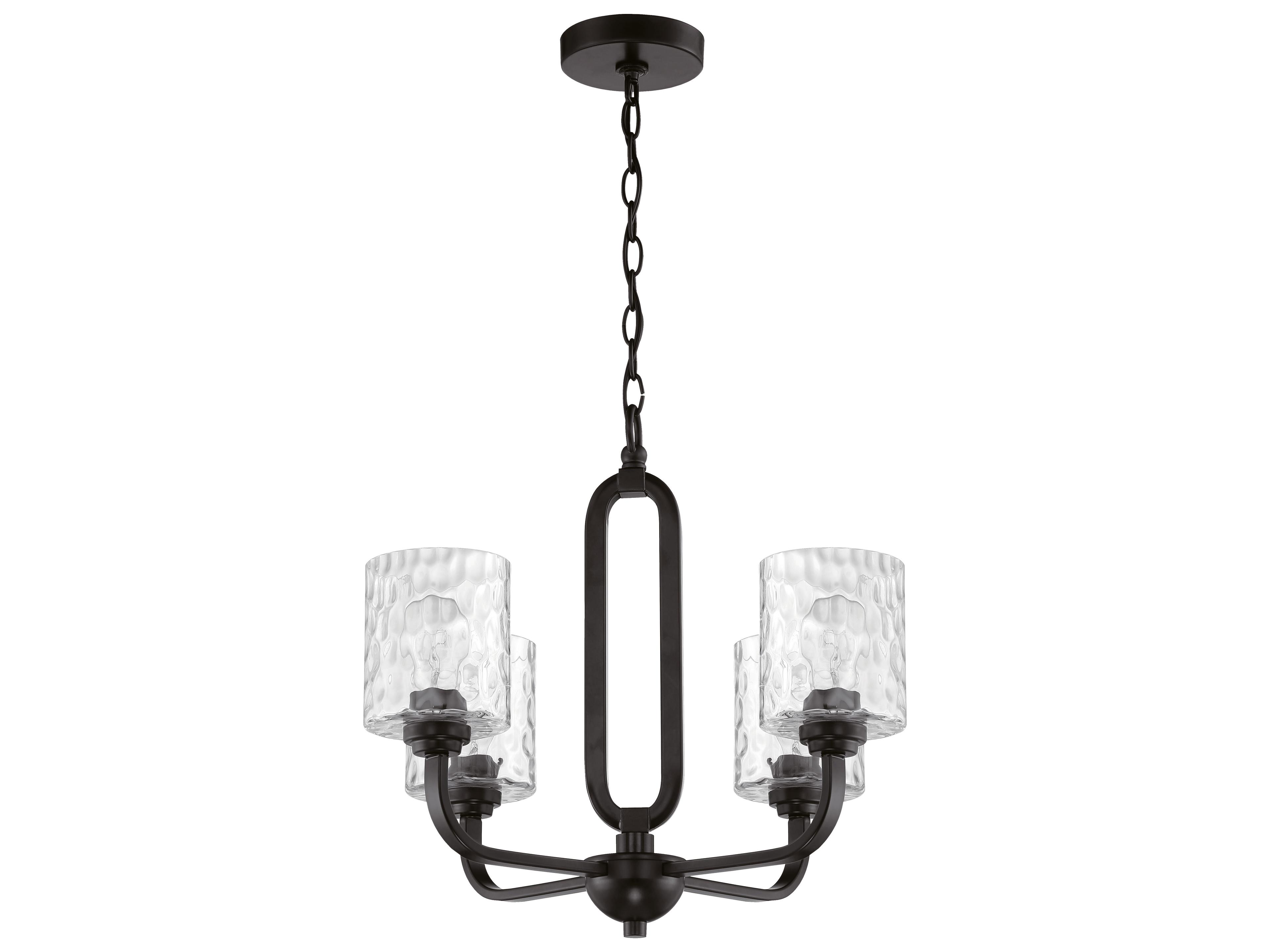 Craftmade Collins 4-Light Flat Black Glass Cylinder Chandelier