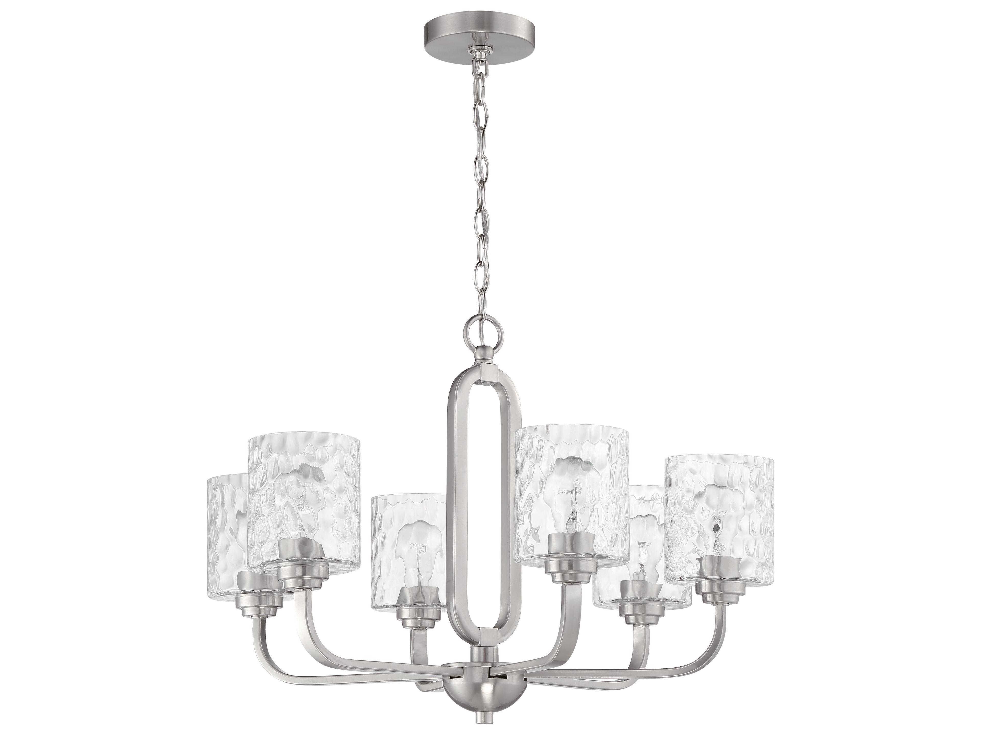 Collins 6-Light Brushed Polished Nickel Glass Cylinder Chandelier