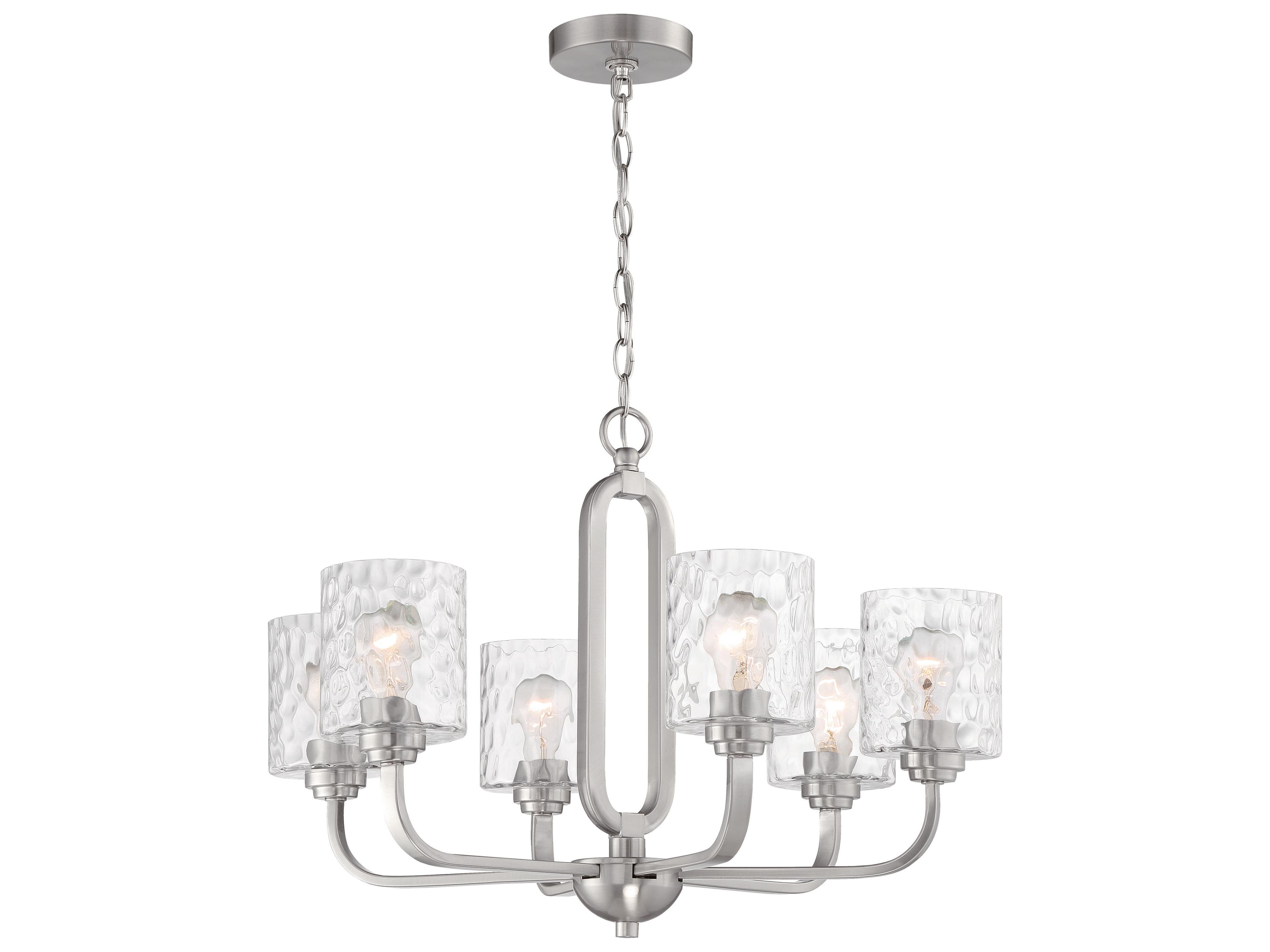 Craftmade Collins 6-Light Brushed Polished Nickel Glass Cylinder Chandelier