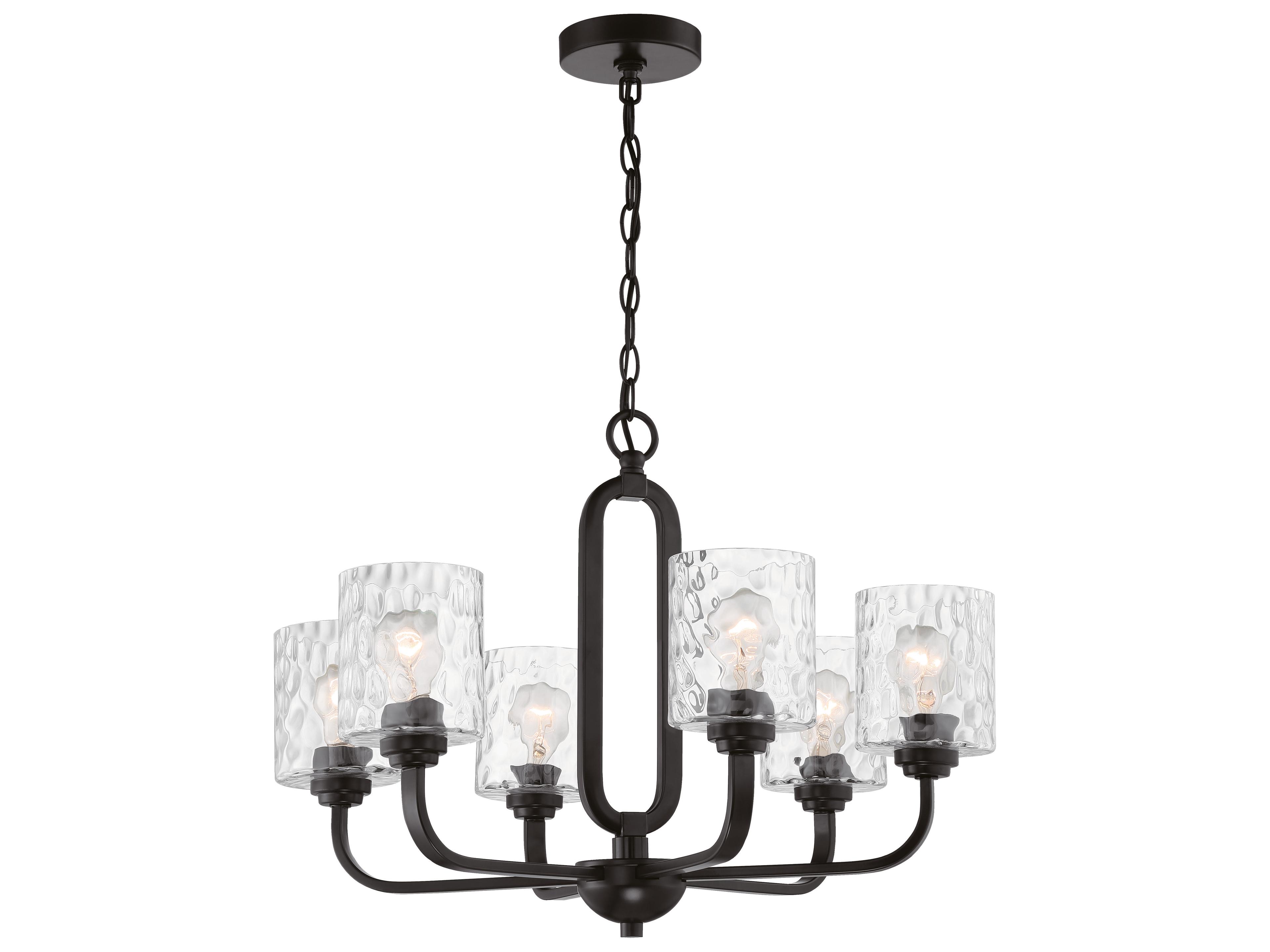 Craftmade Collins 6-Light Flat Black Glass Cylinder Chandelier