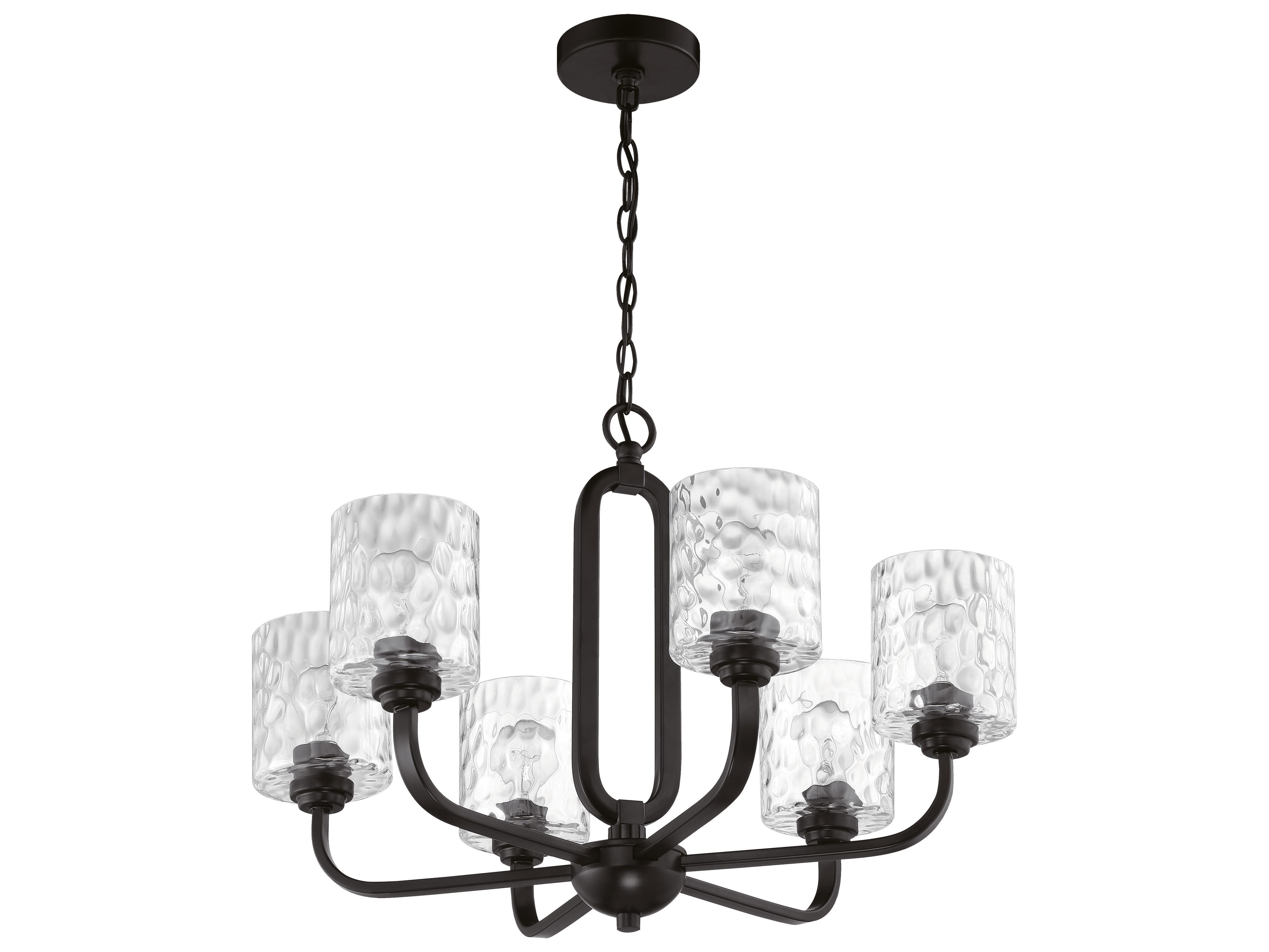 Craftmade Collins 6-Light Flat Black Glass Cylinder Chandelier