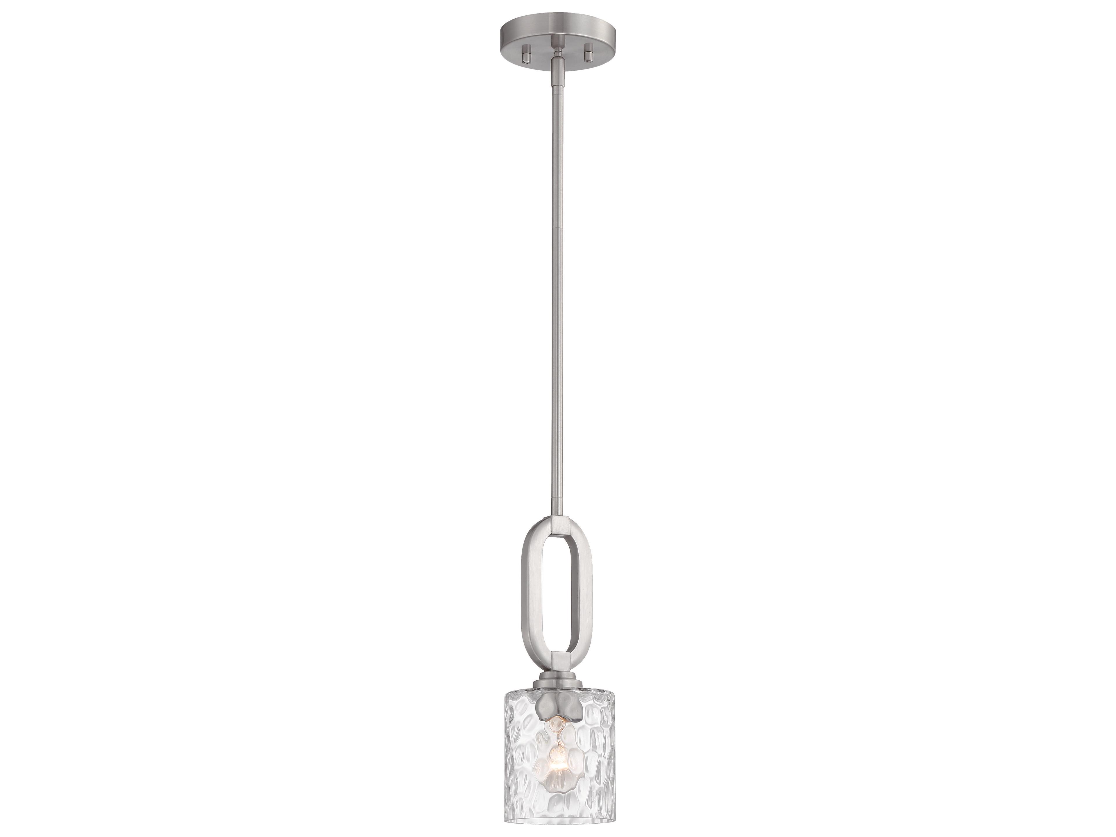 Craftmade Collins 1-Light Brushed Polished Nickel Glass Cylinder Mini Pendant