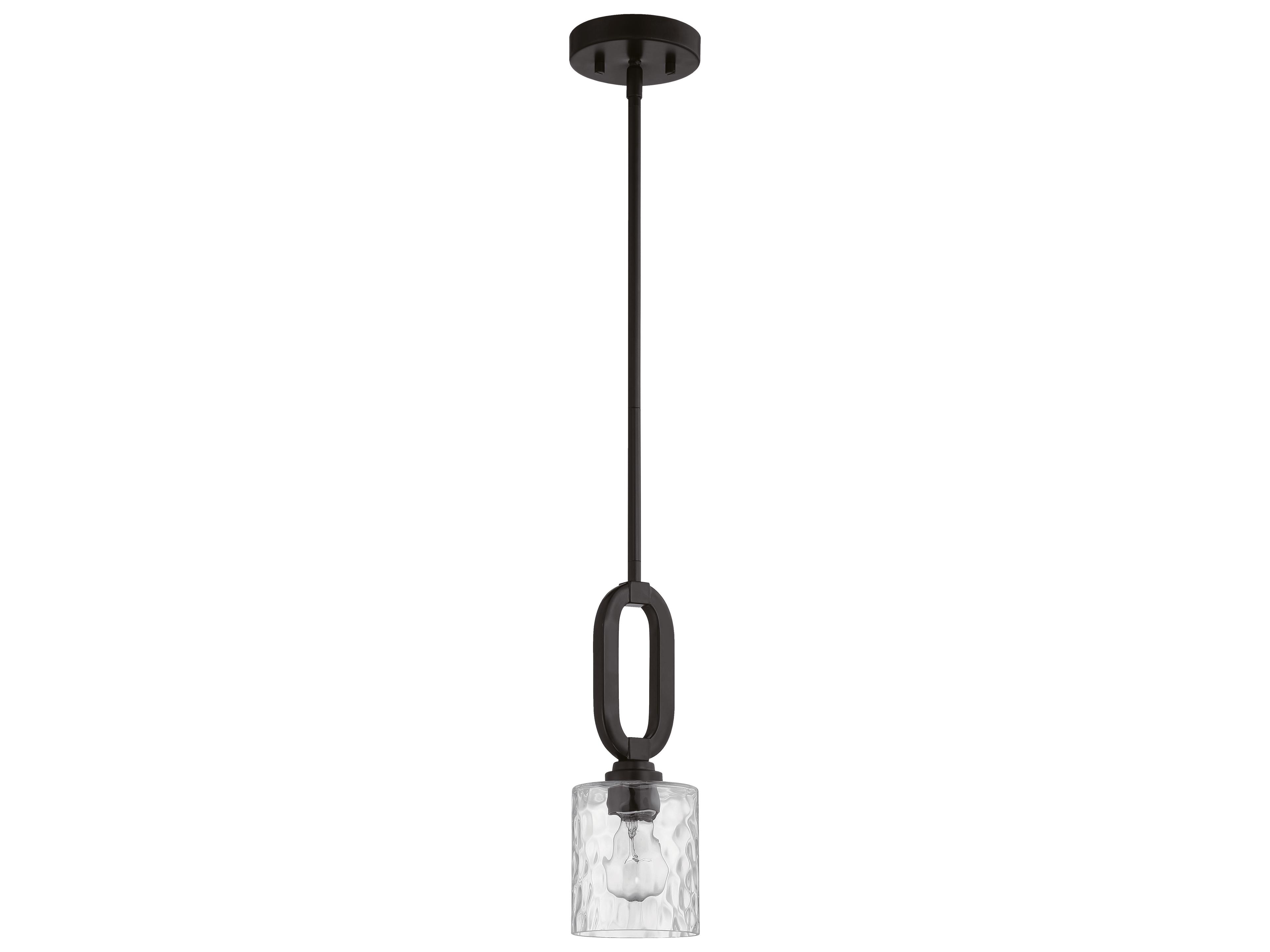 Collins 1-Light Flat Black Glass Cylinder Mini Pendant