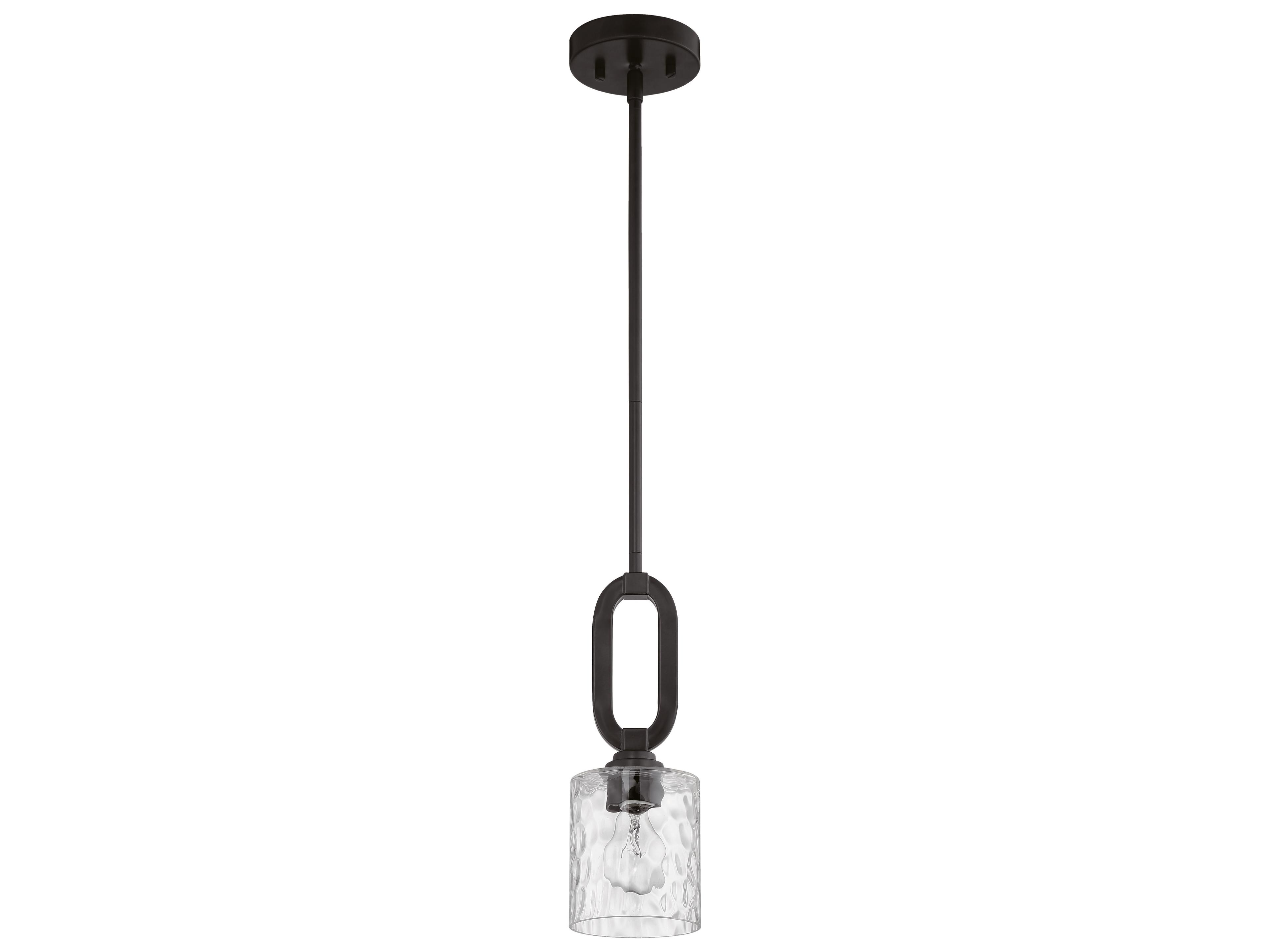 Craftmade Collins 1-Light Flat Black Glass Cylinder Mini Pendant