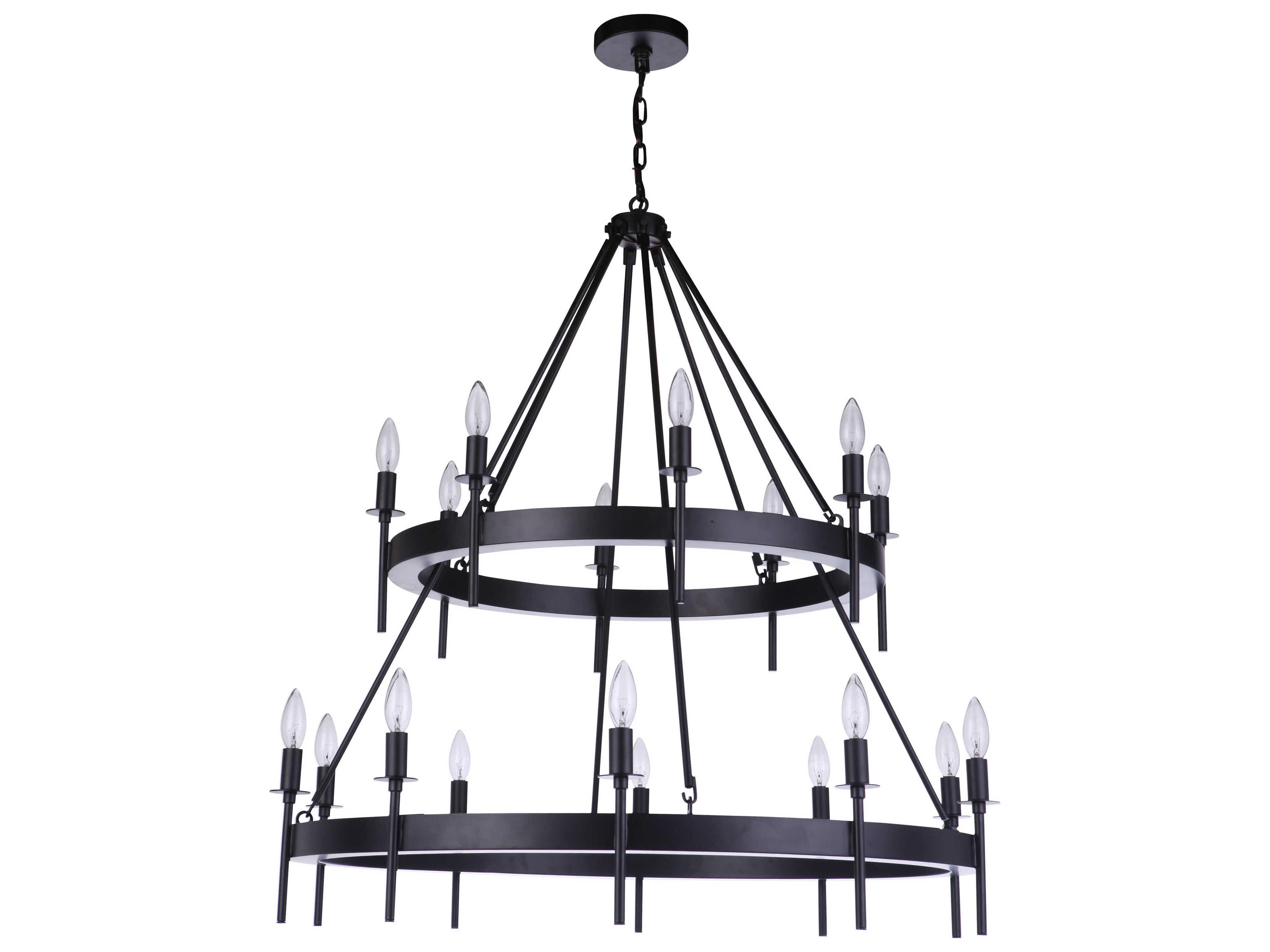 Larrson 18-Light Flat Black Tiered Chandelier