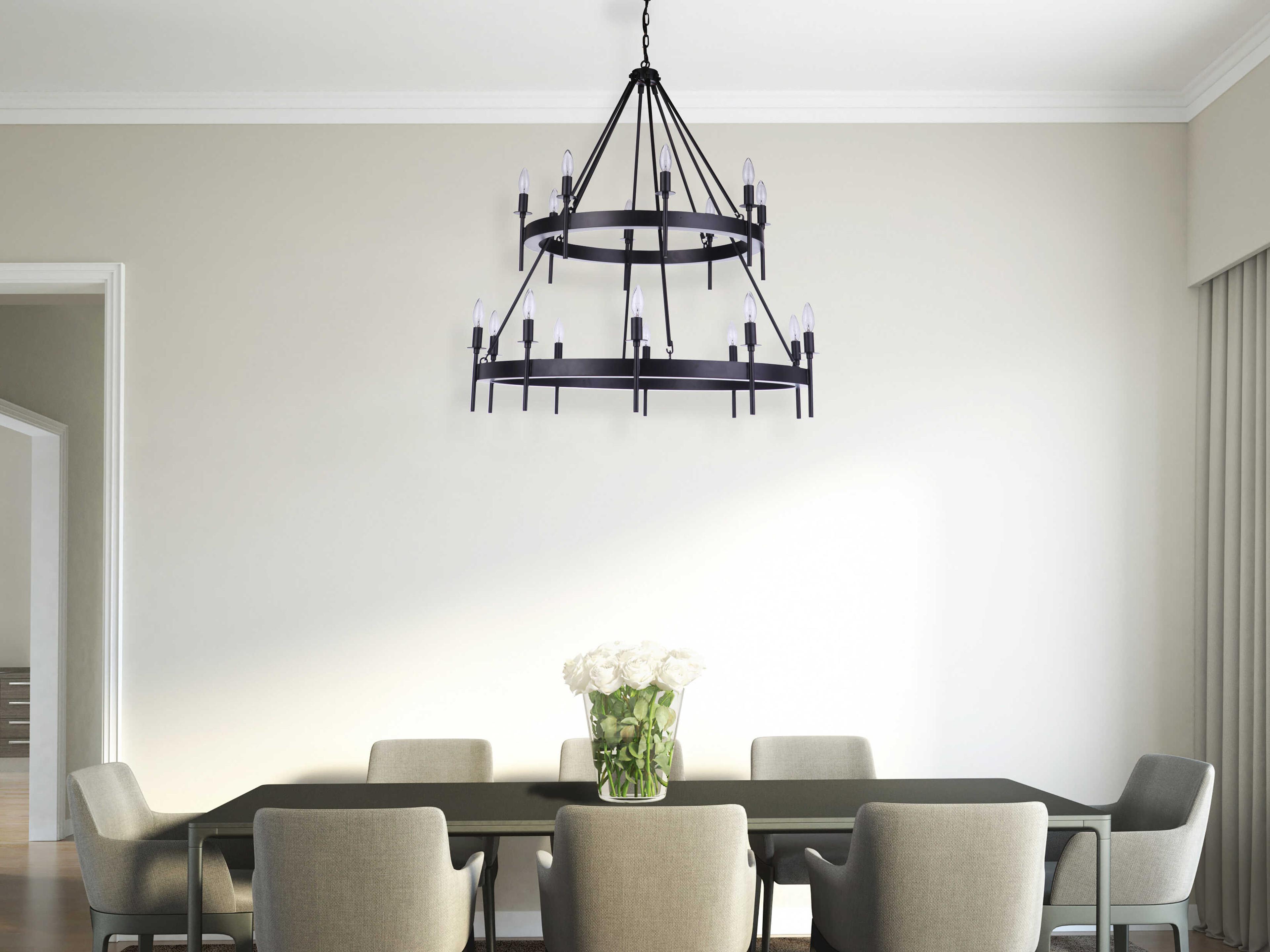 Craftmade Larrson 18-Light Flat Black Tiered Chandelier
