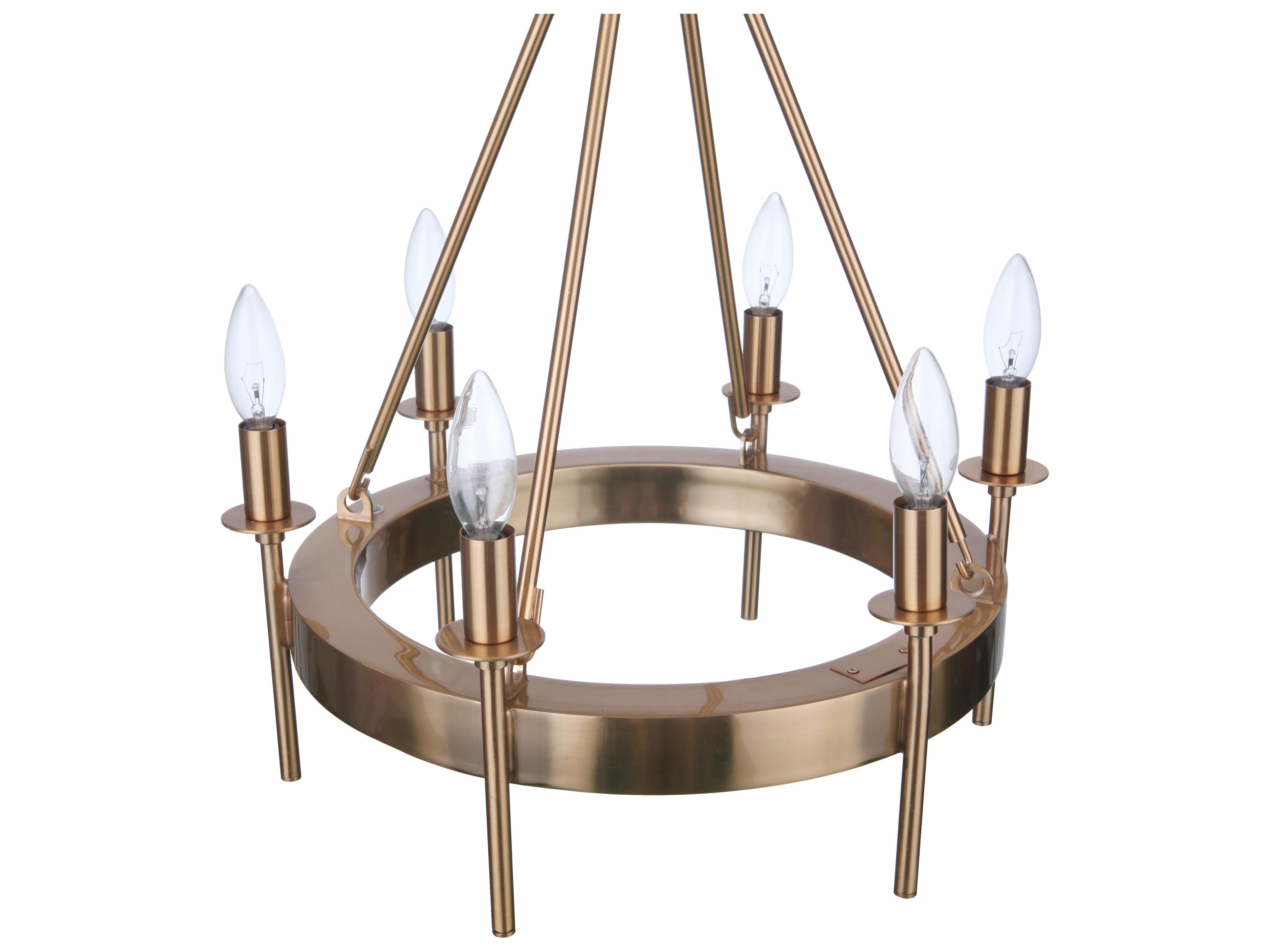 Craftmade Larrson 6-Light Satin Brass Candelabra Chandelier