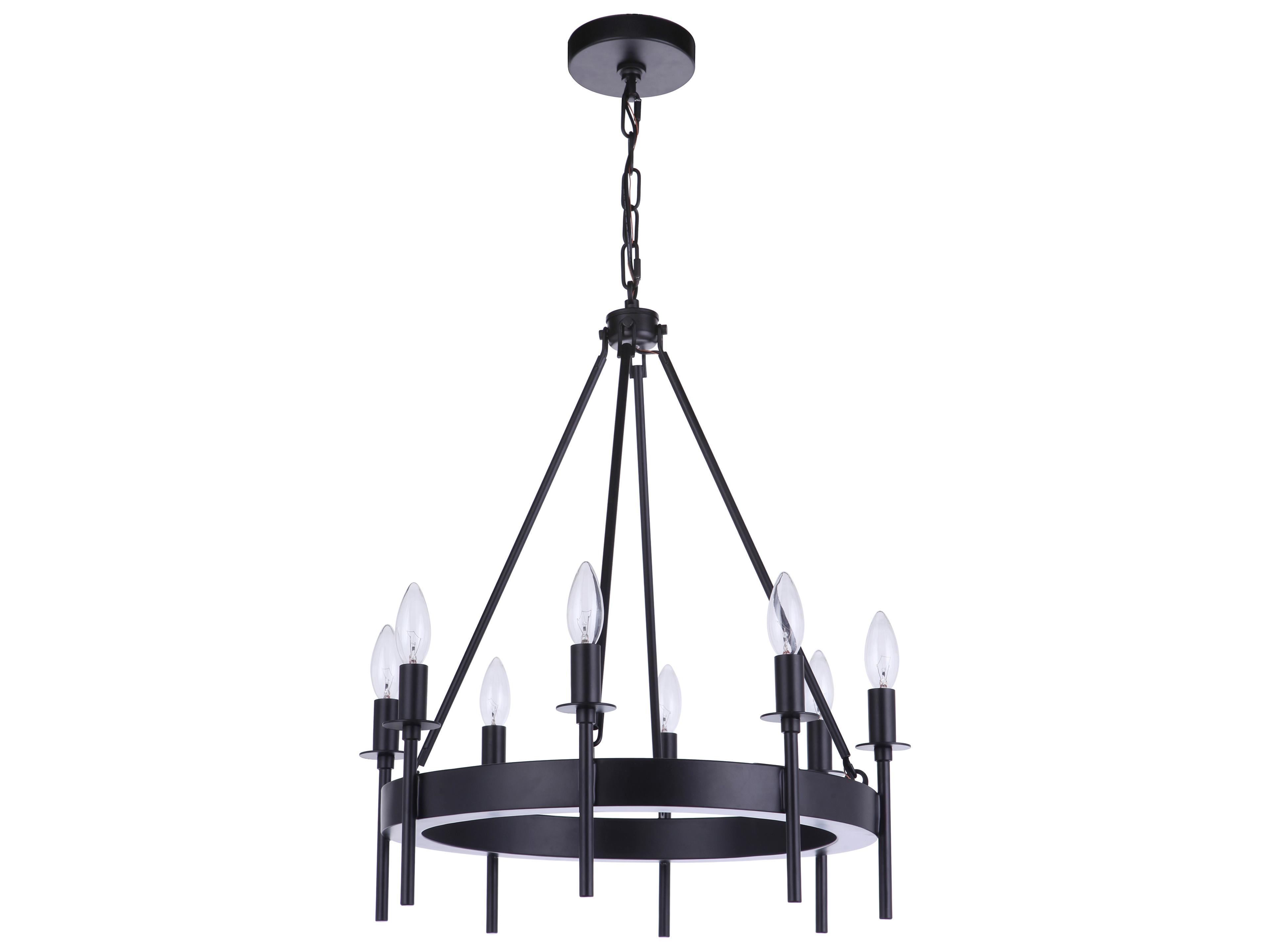 Larrson 8-Light Flat Black Candelabra Chandelier