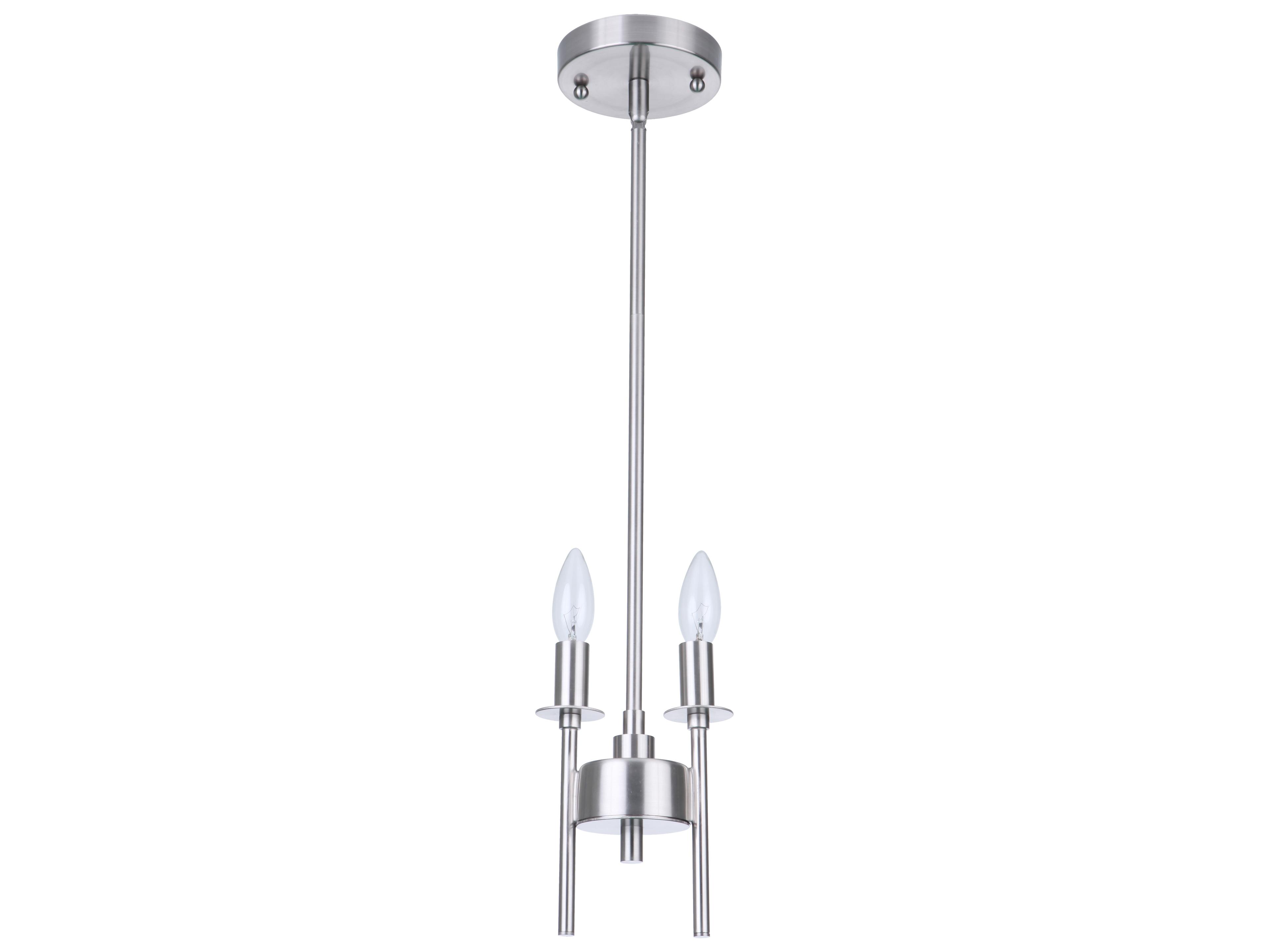 Larrson 2-Light Brushed Polished Nickel Mini Pendant