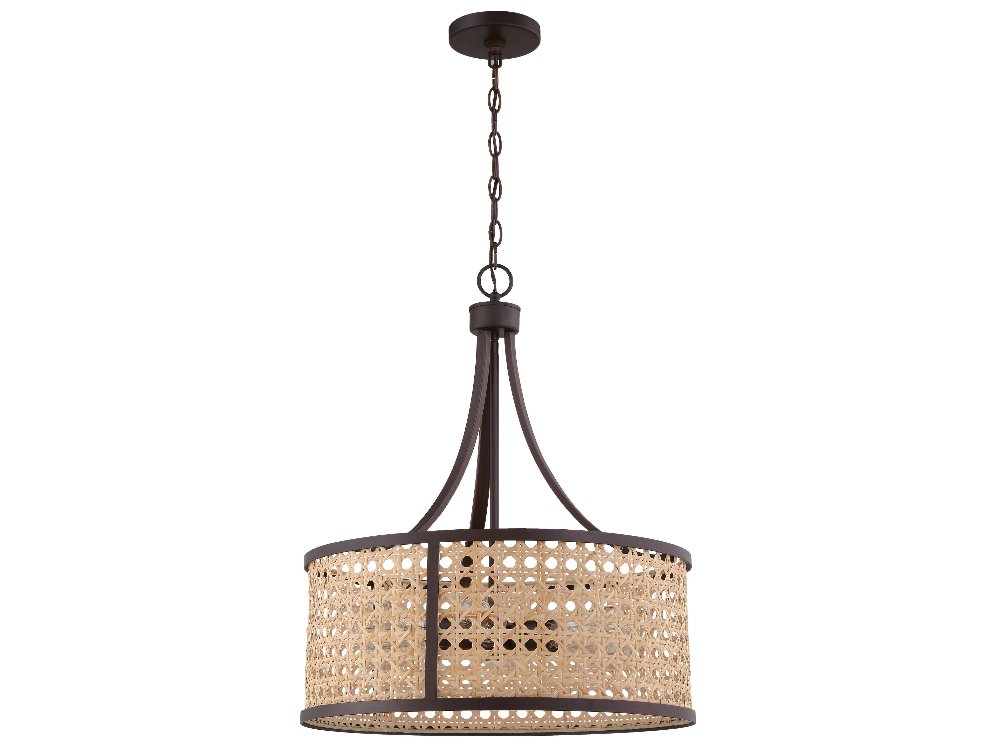 Malaya 6-Light Aged Bronze Brushed Drum Pendant