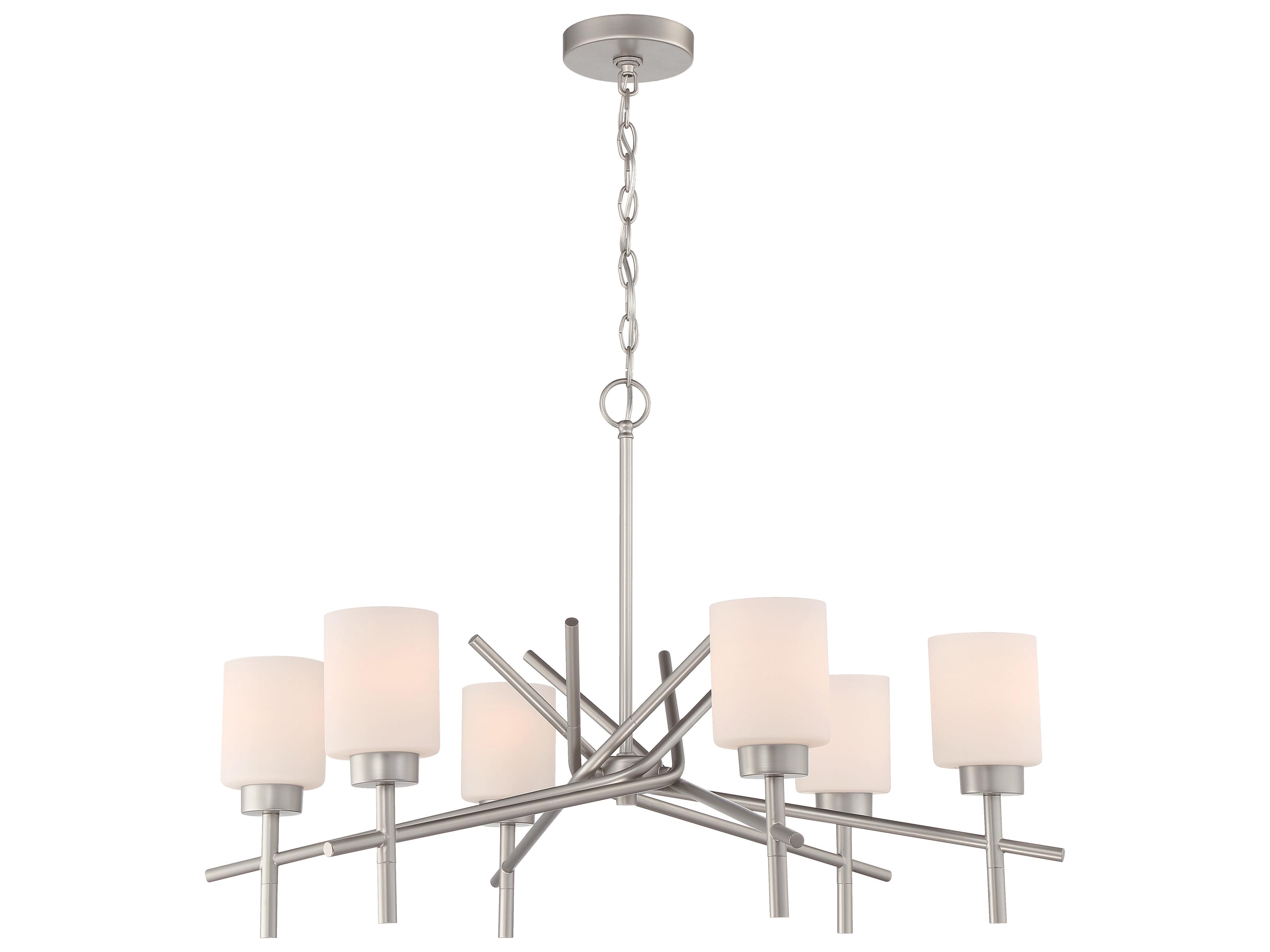 Craftmade Cadence 6-Light Satin Nickel Glass Cylinder Chandelier